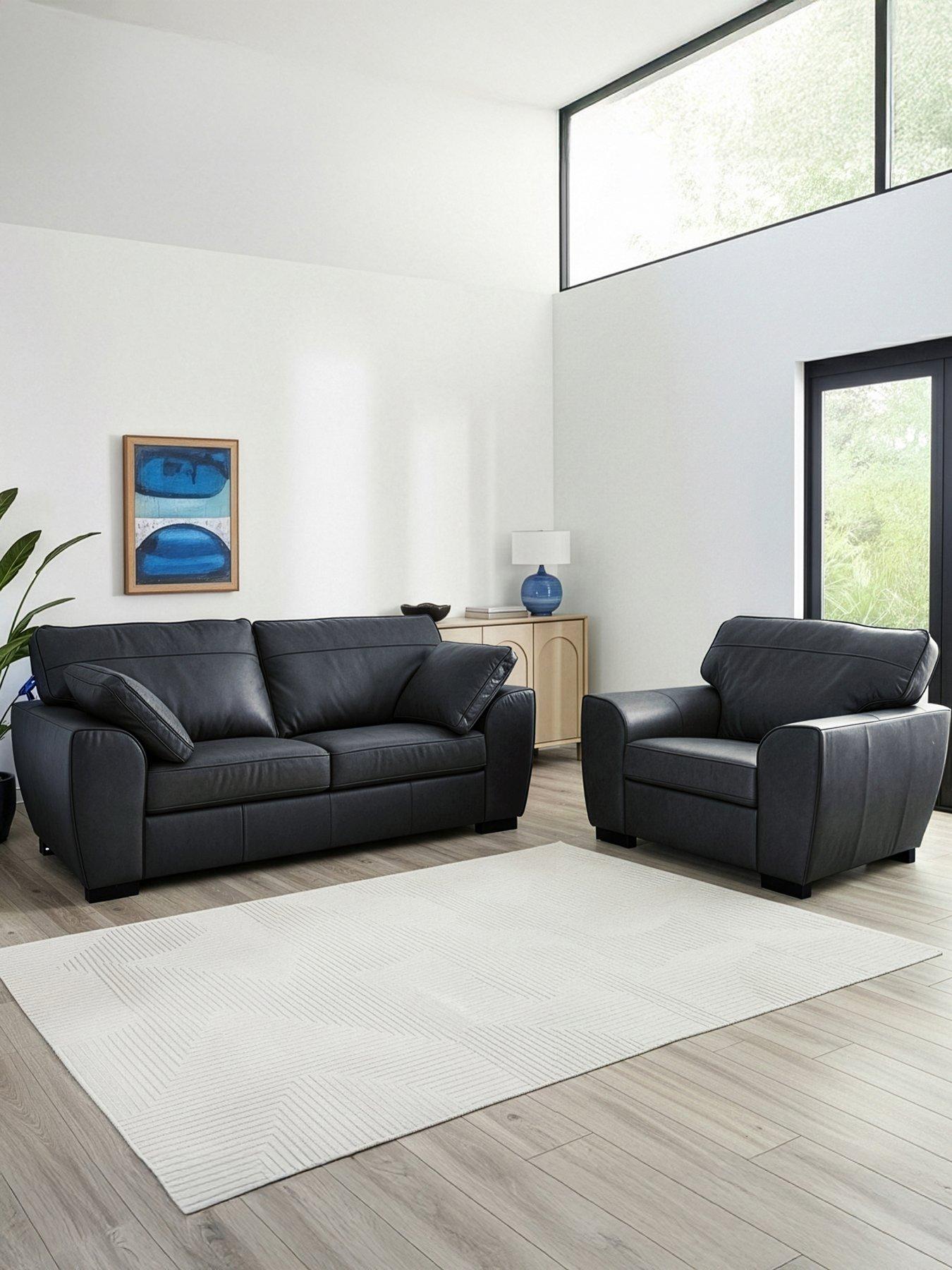 The Very Collection Sona 3 Seater Leather Sofa + Chair - FSC® Certified