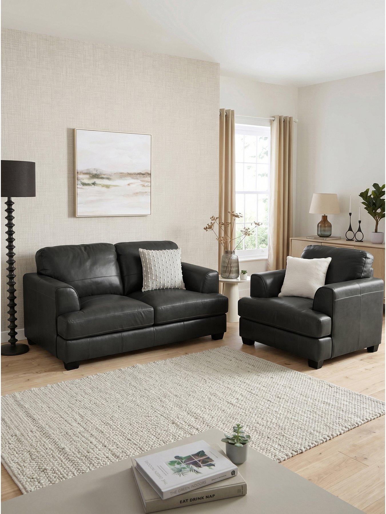 The Very Collection Astoria 3 Seater Leather Sofa + Chair - FSC® Certified