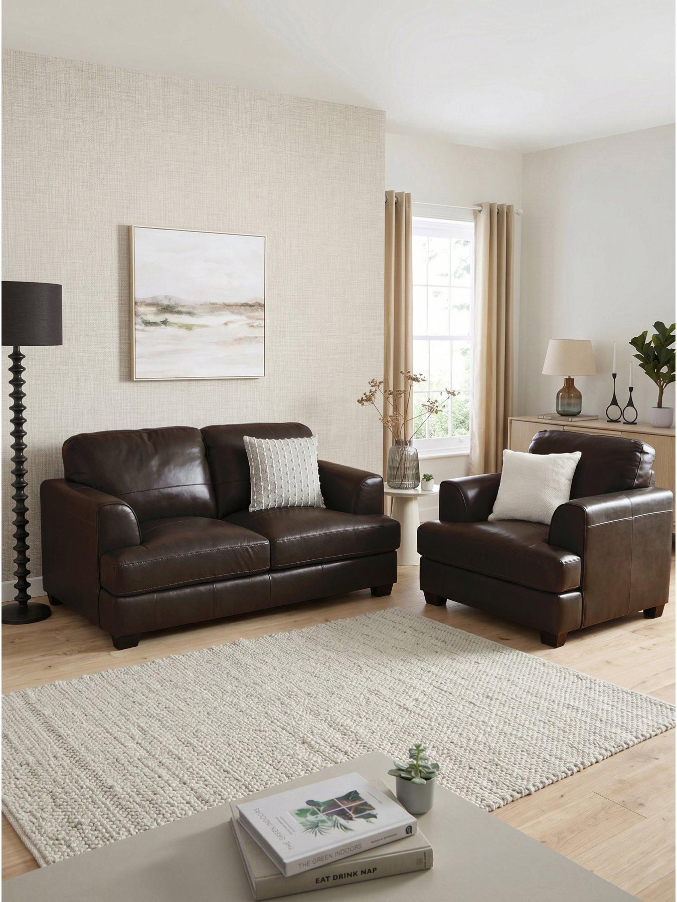 The Very Collection Astoria 3 Seater Leather Sofa + Chair - FSC® Certified