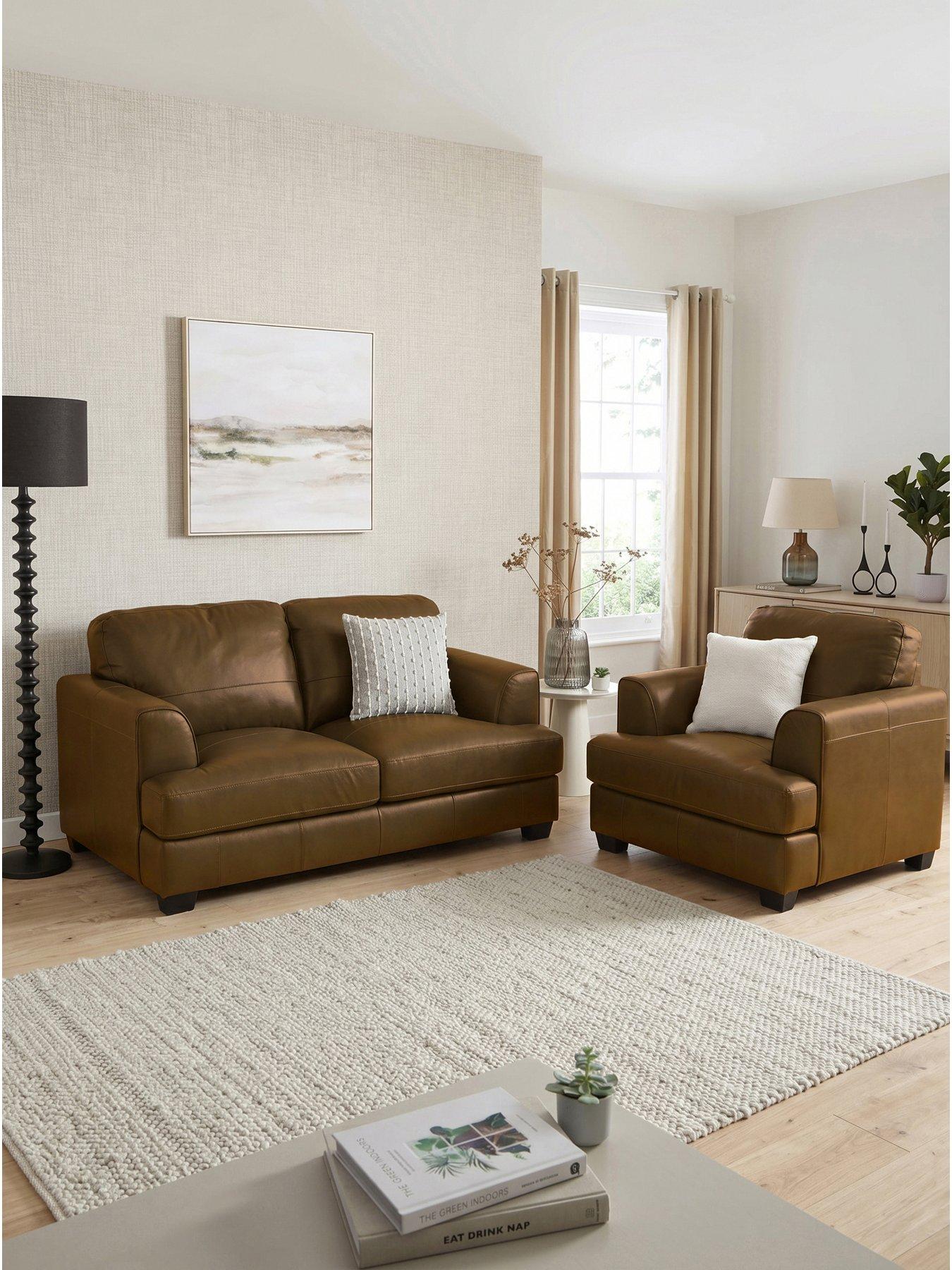 The Very Collection Astoria 3 Seater Leather Sofa + Chair - FSC® Certified