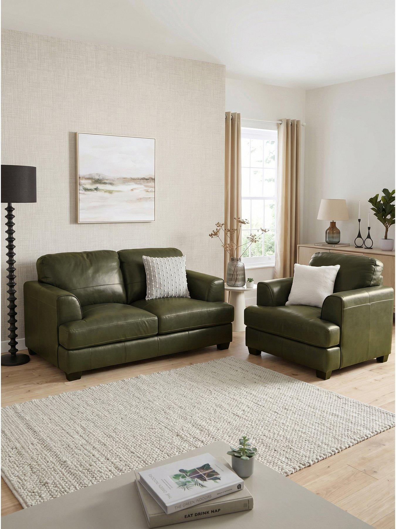 The Very Collection Astoria 3 Seater Leather Sofa + Chair - FSC® Certified
