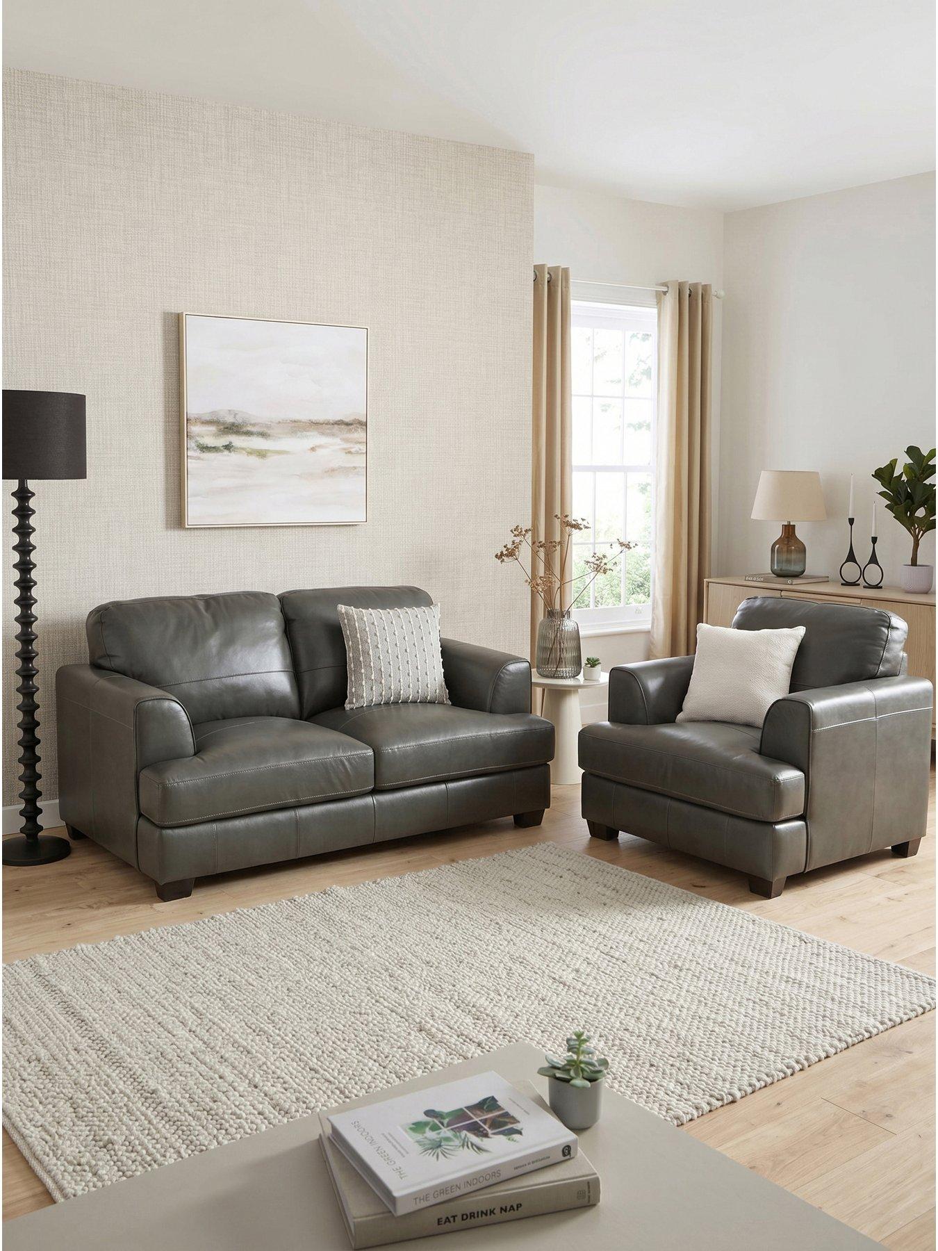 The Very Collection Astoria 3 Seater Leather Sofa + Chair - FSC® Certified