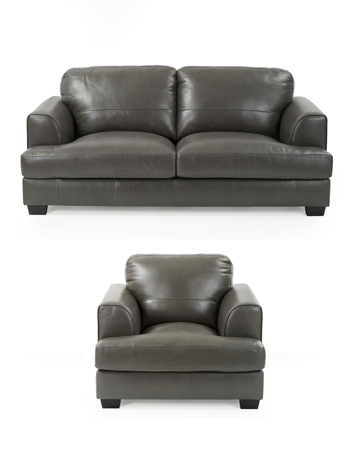 Image 2 of 6 of The Very Collection Astoria 3 Seater Leather Sofa + Chair - FSC&reg; Certified