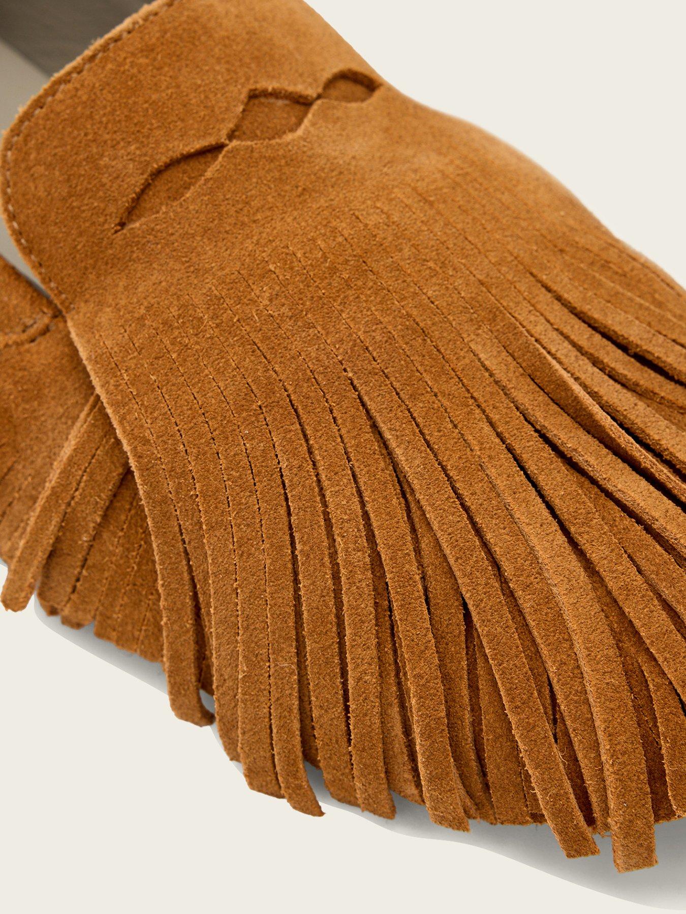  image of allsaints-sandy-fringe-loafer-brown