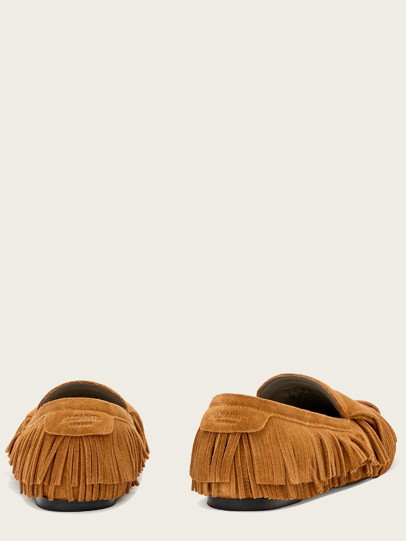  image of allsaints-sandy-fringe-loafer-brown