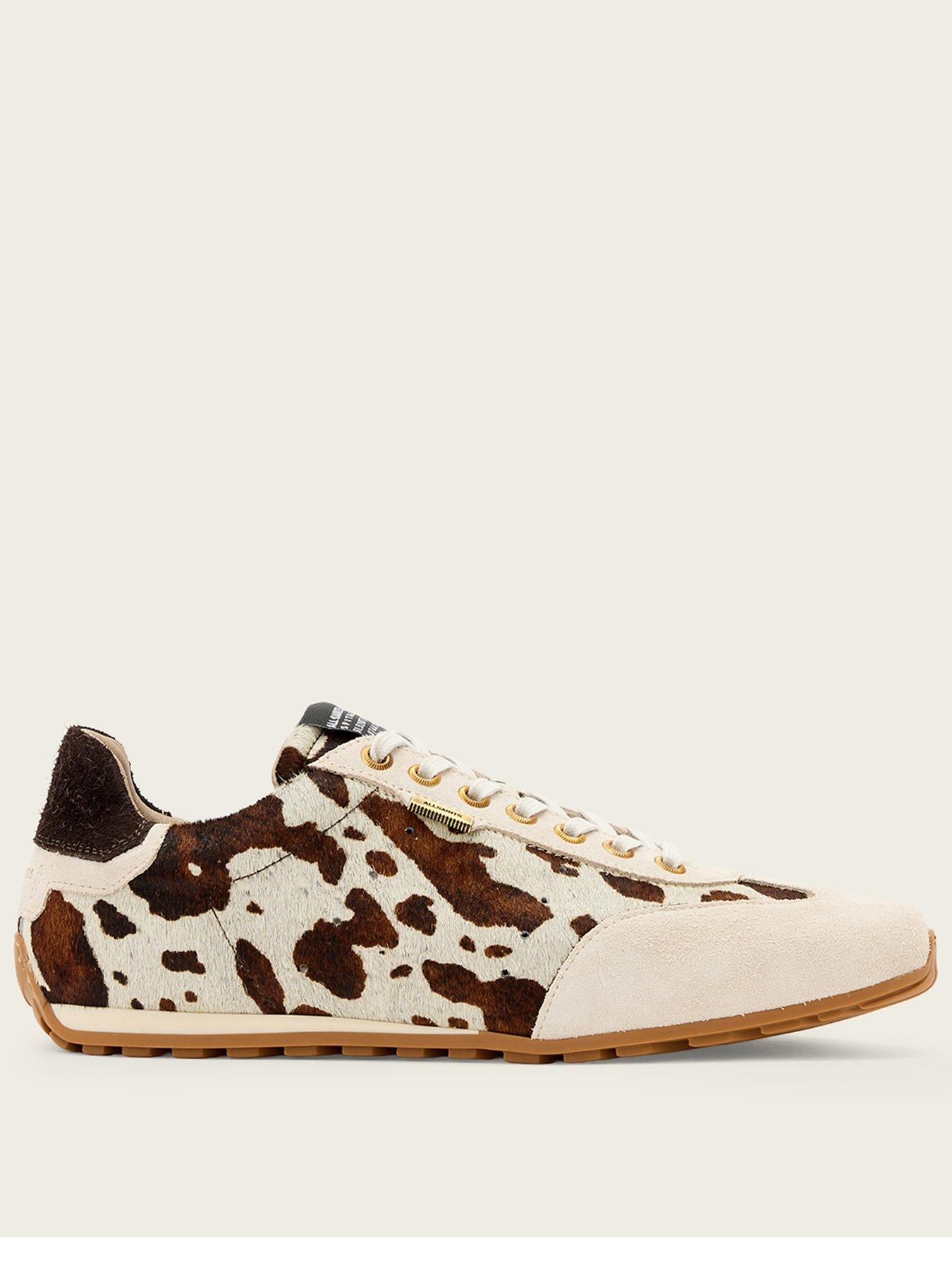 Image 1 of 5 of AllSaints Liam Cowhide Trainers - Brown