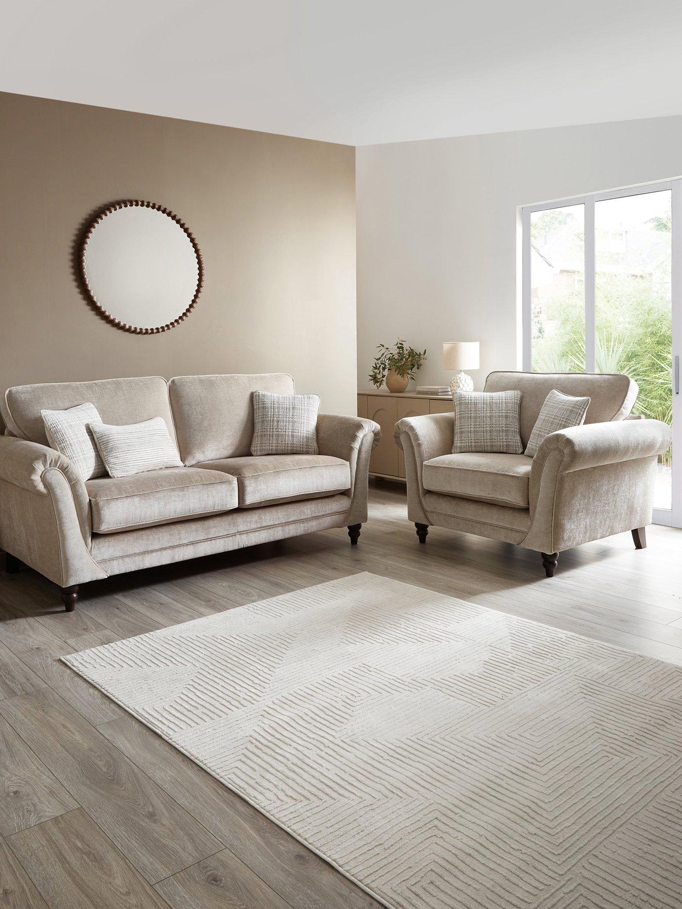 Image 1 of 6 of The Very Collection Highgate 3 Seater Fabric Sofa + Snuggle Chair Set (Buy &amp; SAVE!)&nbsp;- Made to Order in the UK