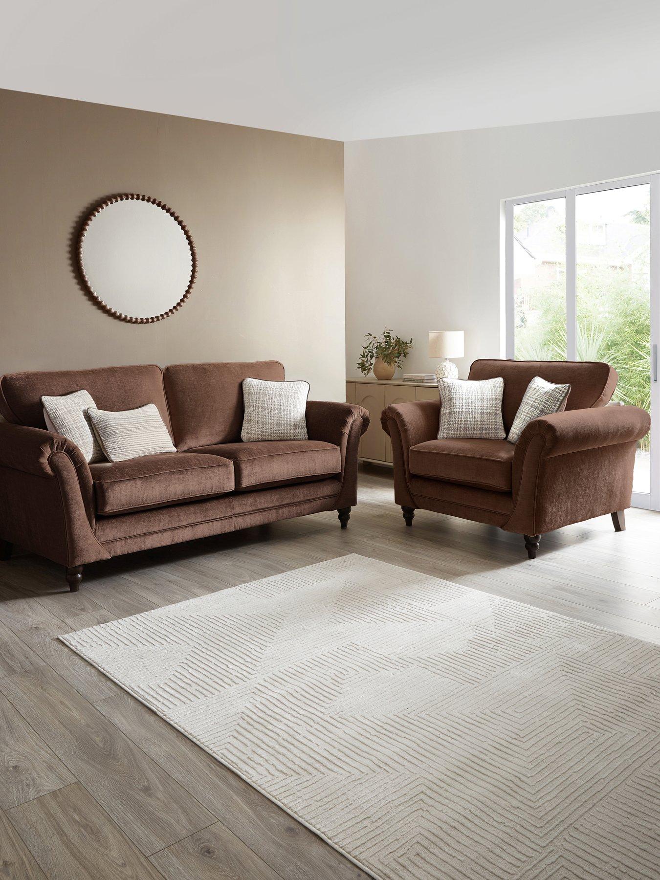 The Very Collection Highgate 3 Seater Fabric Sofa + Snuggle Chair Set