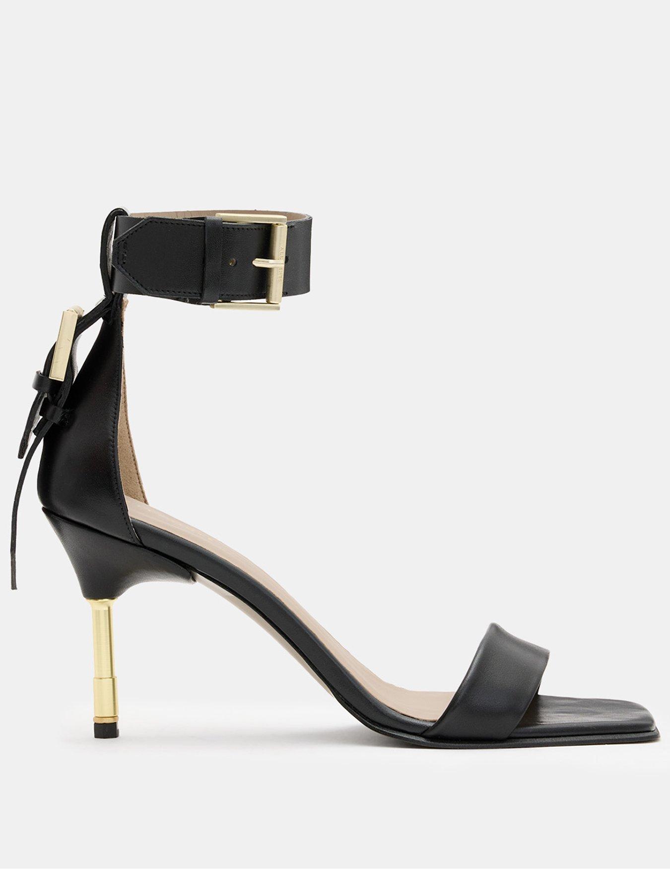 AllSaints Noir Mid Height Square Toe Sandal - Black