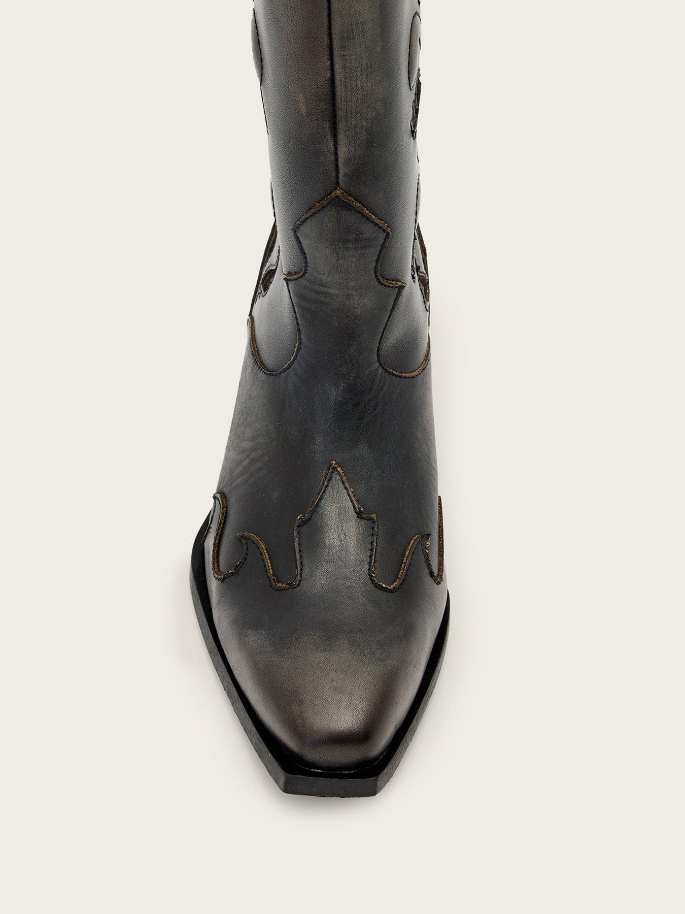 Image 4 of 5 of AllSaints Dolly Leather Western Boots - Brown