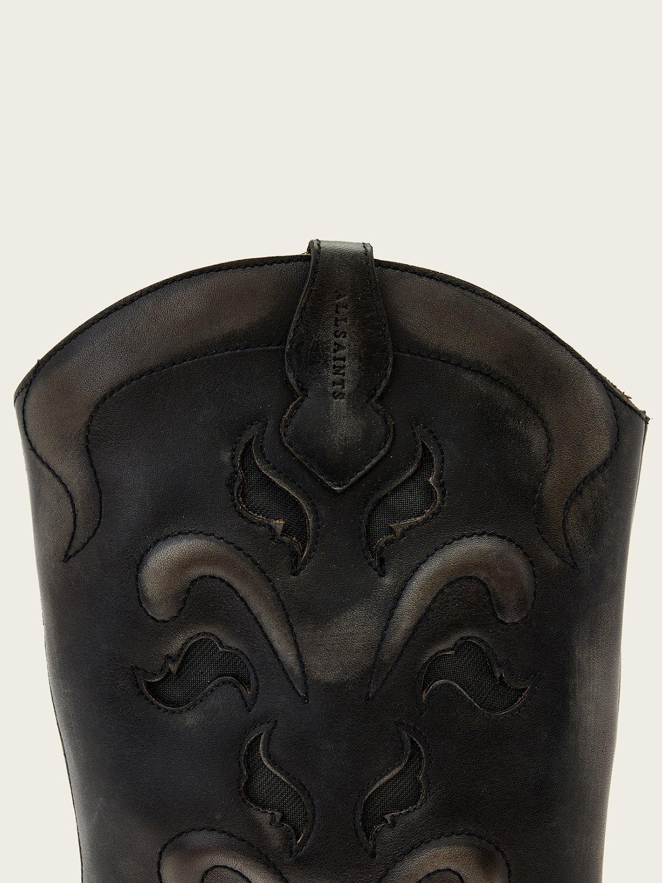 Image 5 of 5 of AllSaints Dolly Leather Western Boots - Brown