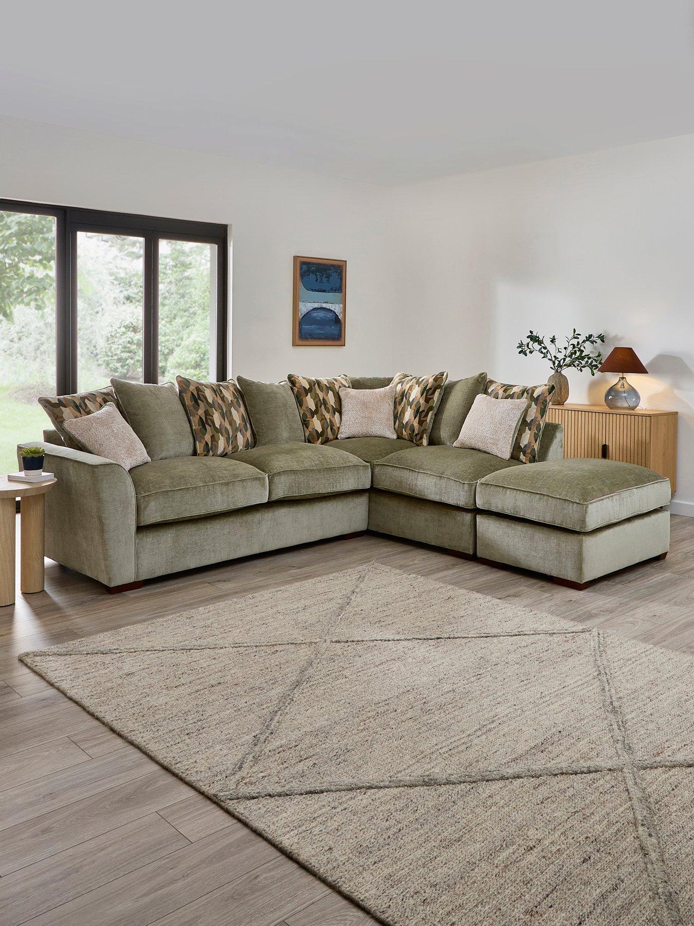 Image 1 of 7 of The Very Collection Clover Right Hand Scatterback Corner Chaise With Footstool