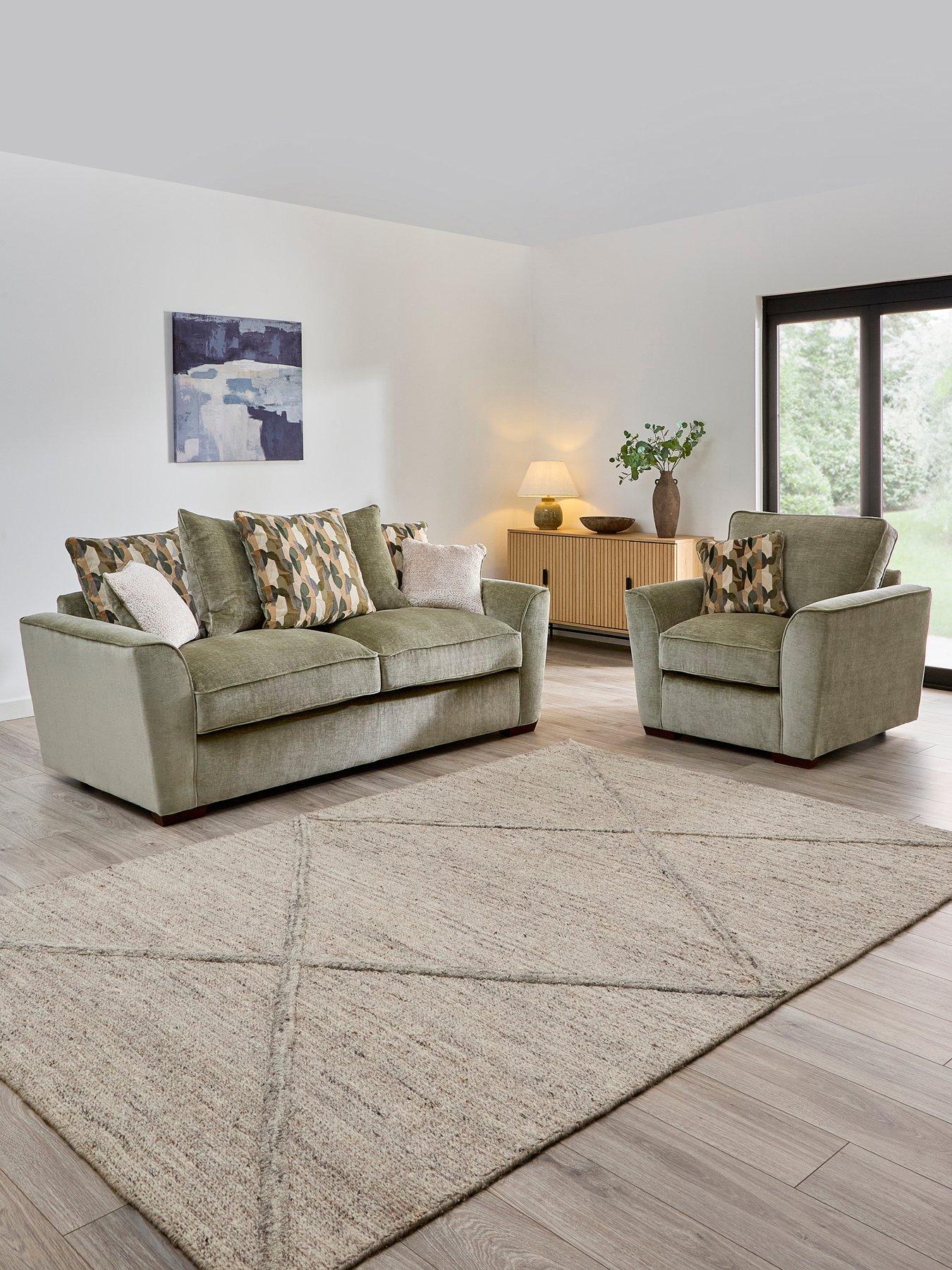 Image 1 of 8 of The Very Collection Clover 3 Seater Scatterback Sofa + Chair