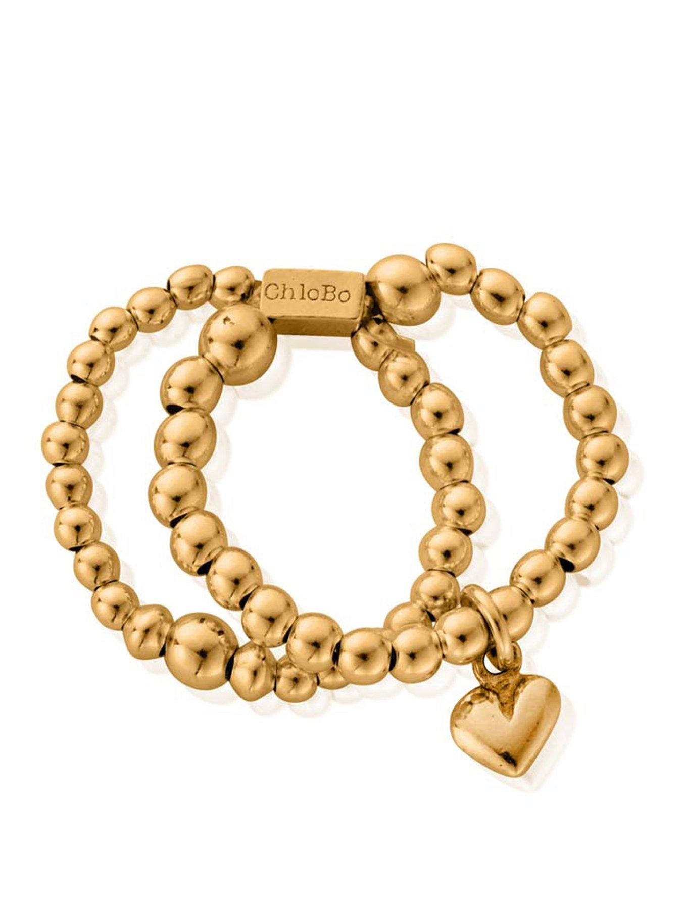 Image 1 of 2 of ChloBo Gold Mini Puffed Heart Double Ring Medium