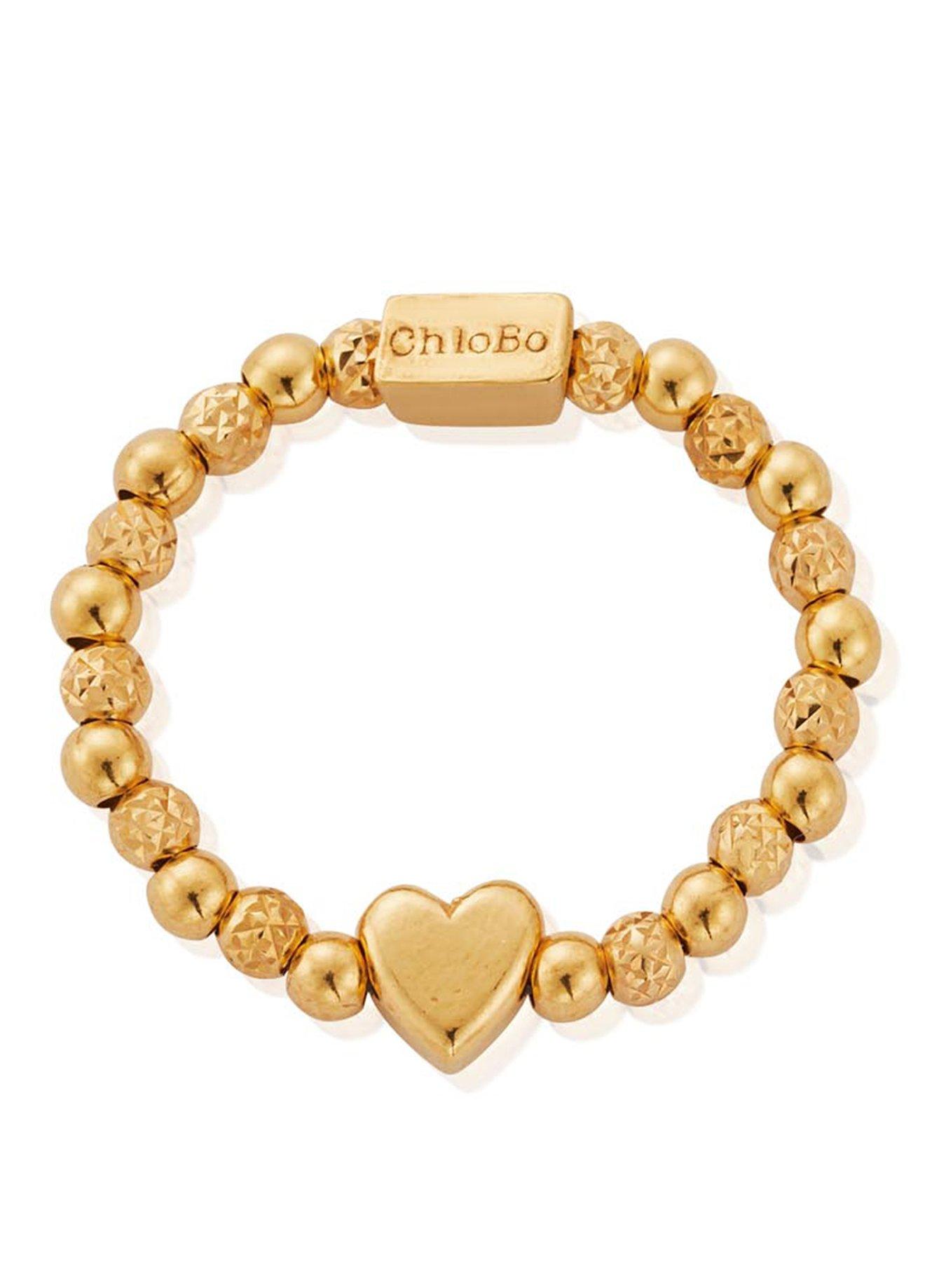 ChloBo GOLD INSET HEART RING MEDIUM