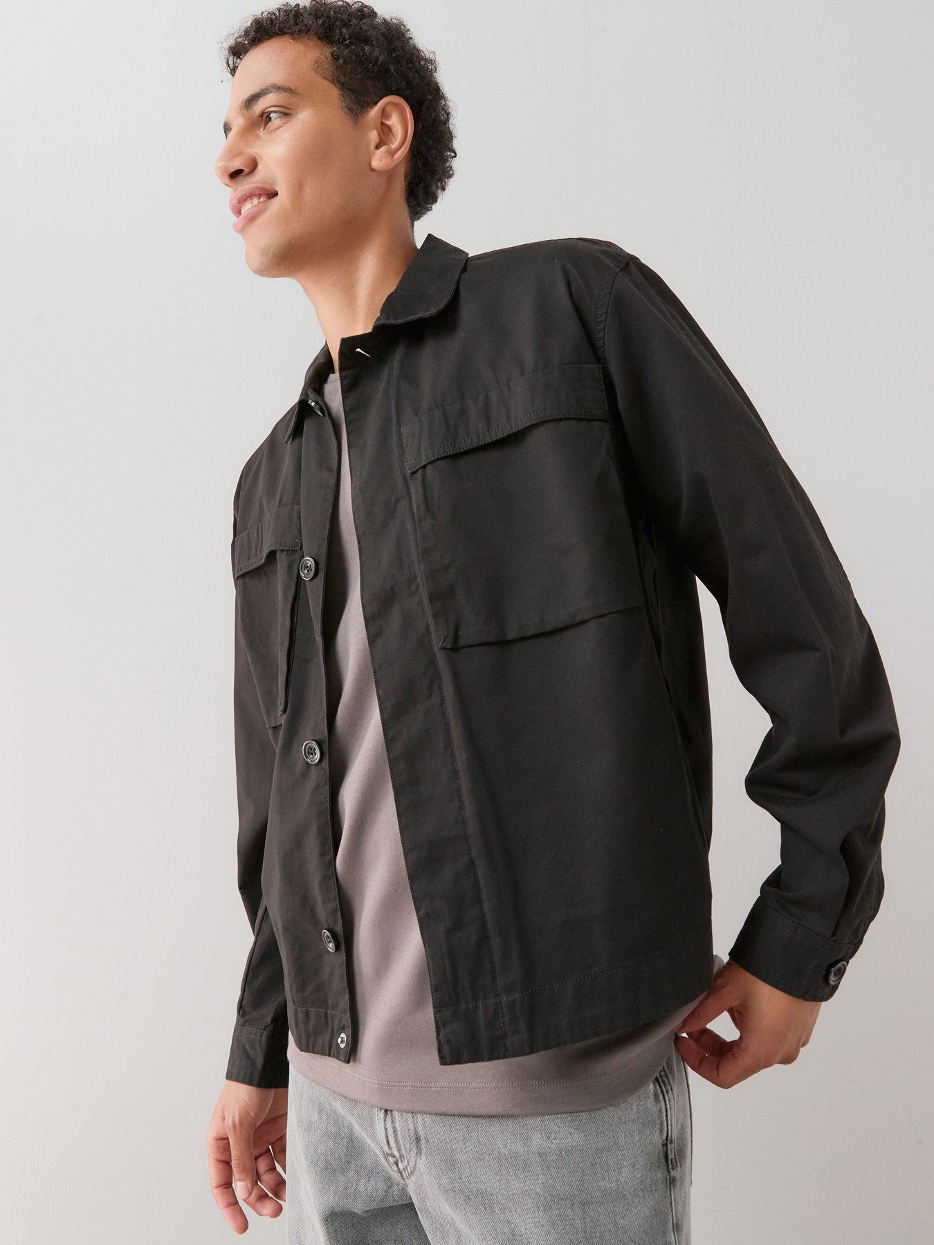 The Very Collection Pocket Front Boxy Overshirt - Black