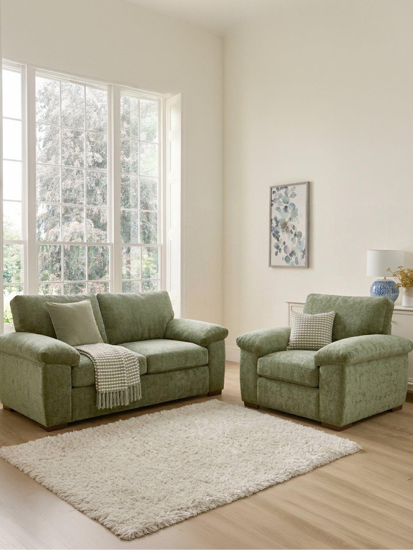 The Very Collection Salerno 3 Seater + Chair - Green