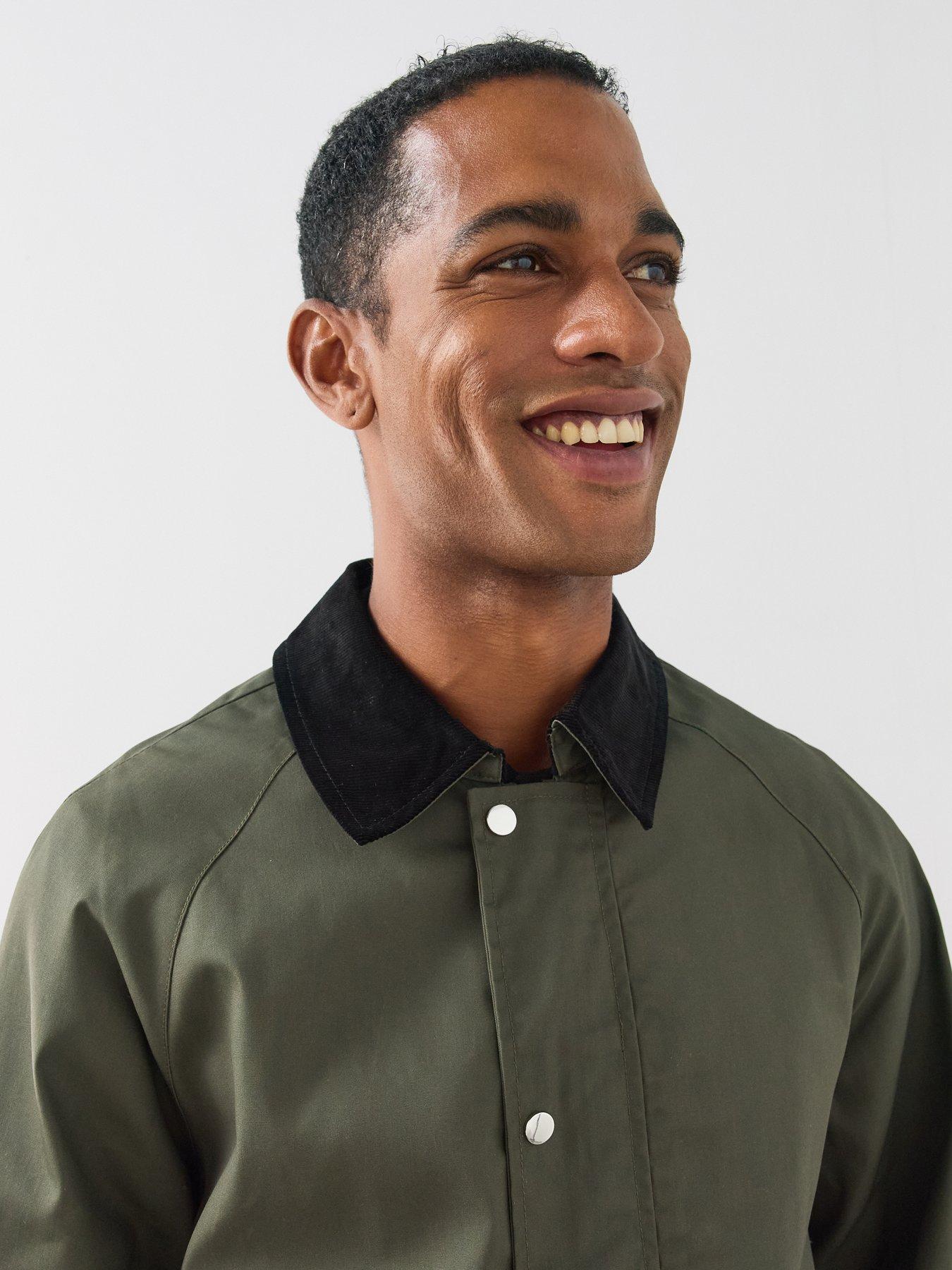 Image 6 of 7 of The Very Collection Cord Collar Wax Jacket - Khaki