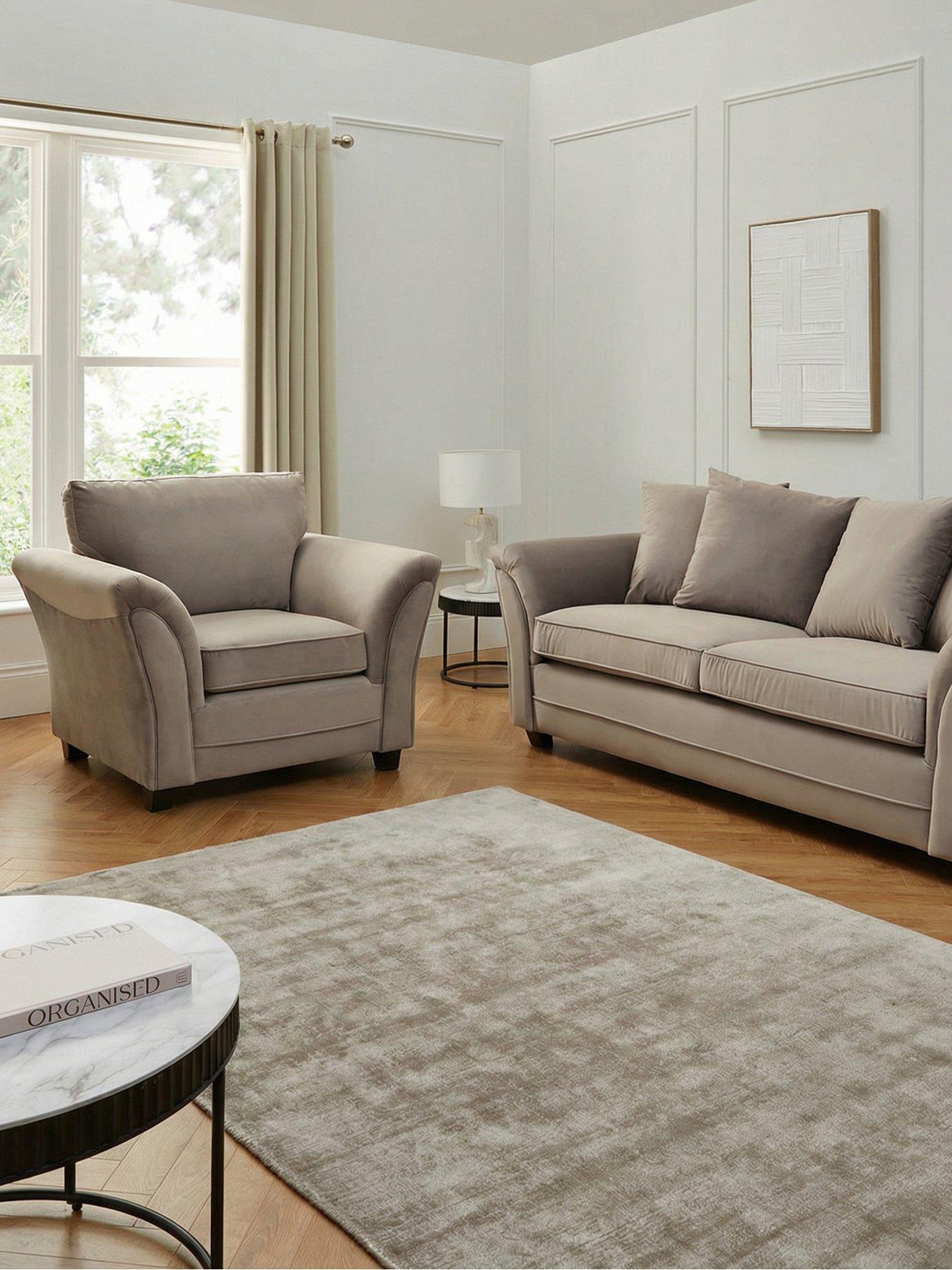 The Very Collection Leila Fabric 3 Seater Sofa + Armchair Set (Buy  &  SAVE!) - FSC® Certified