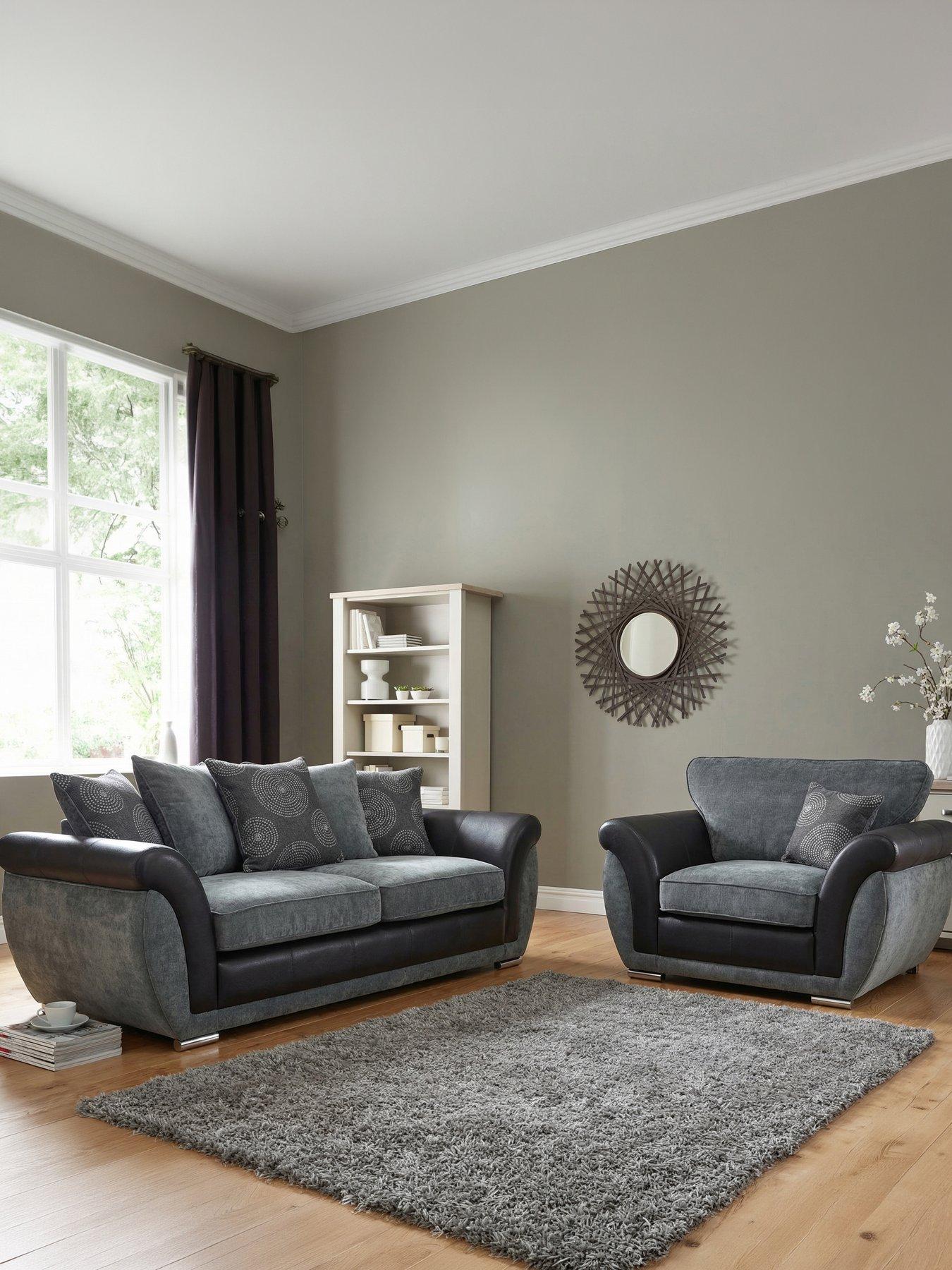 Image 1 of 5 of The Very Collection Danube Fabric/Faux Leather 3 Seater Sofa + Armchair Set (Buy &amp; SAVE!) - FSC&reg; Certified