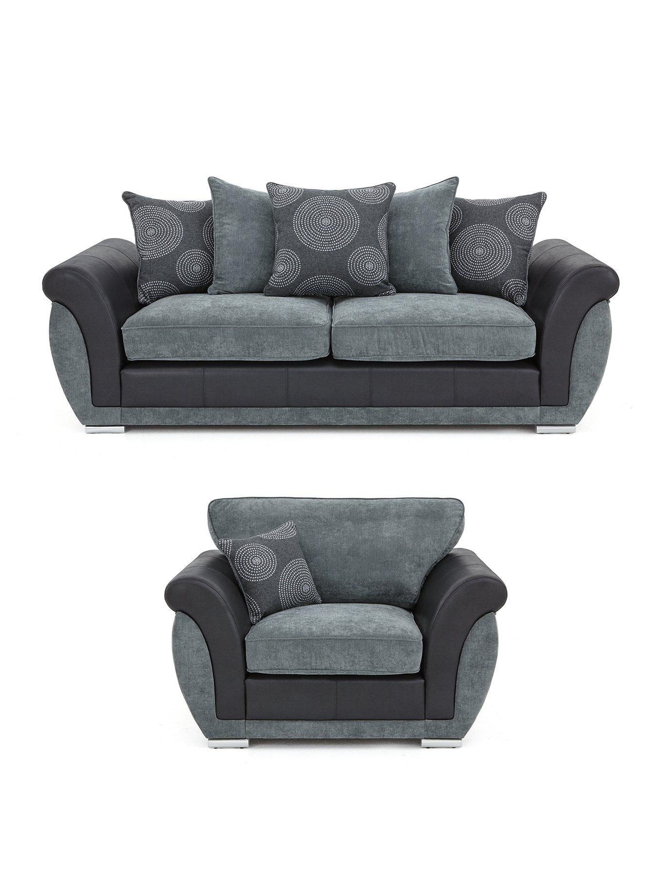 Image 2 of 5 of The Very Collection Danube Fabric/Faux Leather 3 Seater Sofa + Armchair Set (Buy &amp; SAVE!) - FSC&reg; Certified