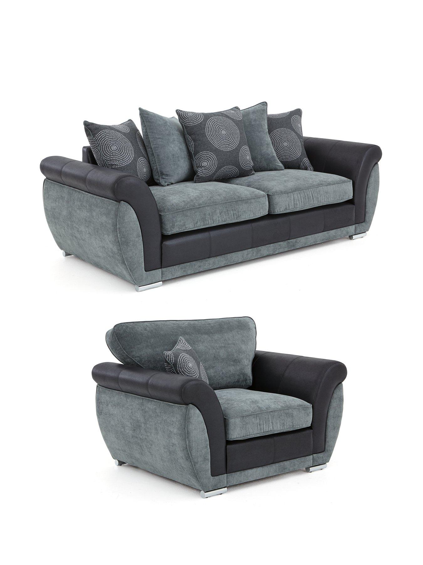 Image 3 of 5 of The Very Collection Danube Fabric/Faux Leather 3 Seater Sofa + Armchair Set (Buy &amp; SAVE!) - FSC&reg; Certified