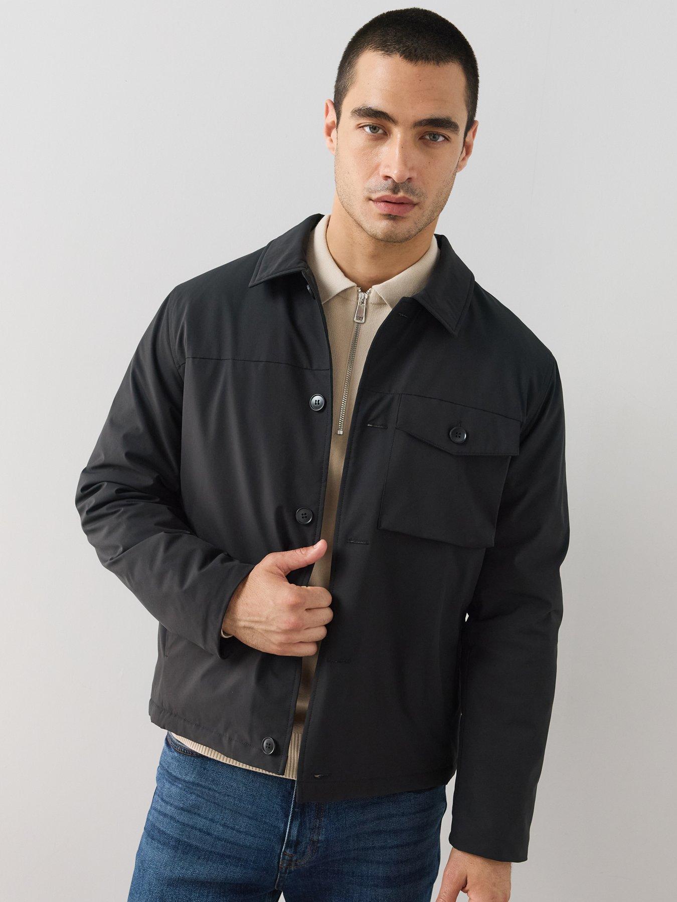 Image 1 of 7 of The Very Collection Padded Button Up Jacket - Black