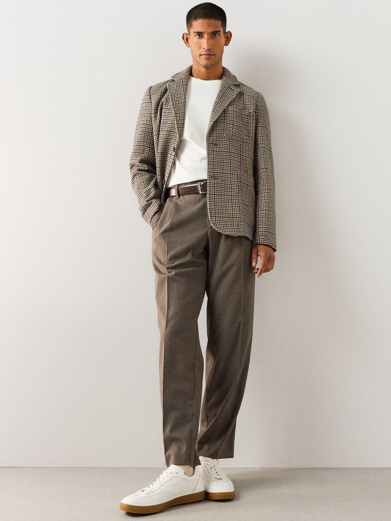Image 3 of 7 of The Very Collection Wool Blend Herringbone Blazer - Brown