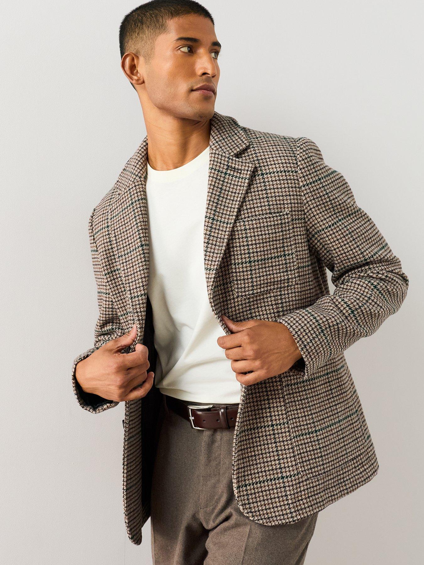 Image 5 of 7 of The Very Collection Wool Blend Herringbone Blazer - Brown