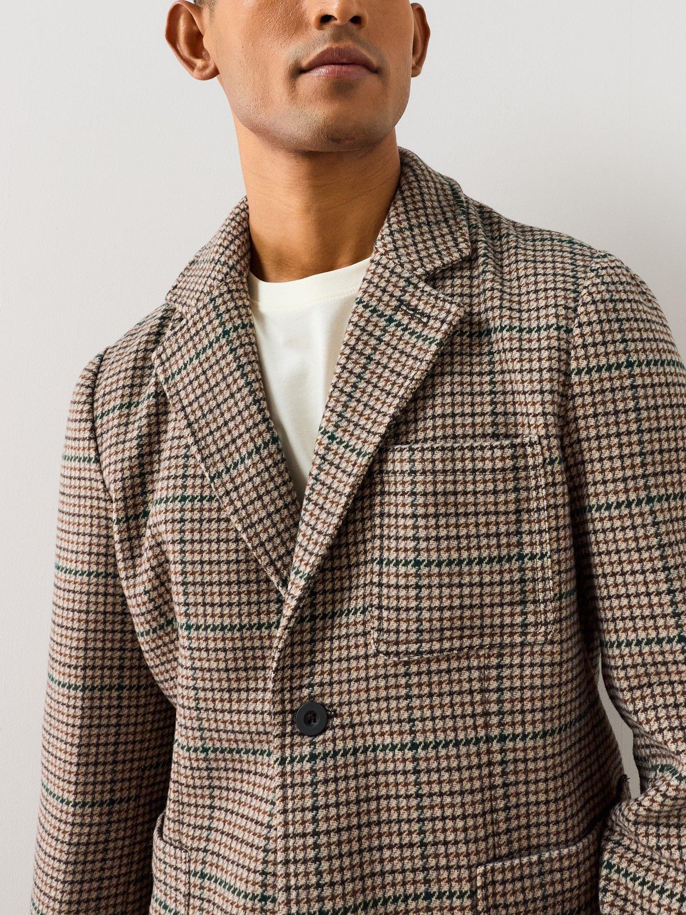 Image 6 of 7 of The Very Collection Wool Blend Herringbone Blazer - Brown