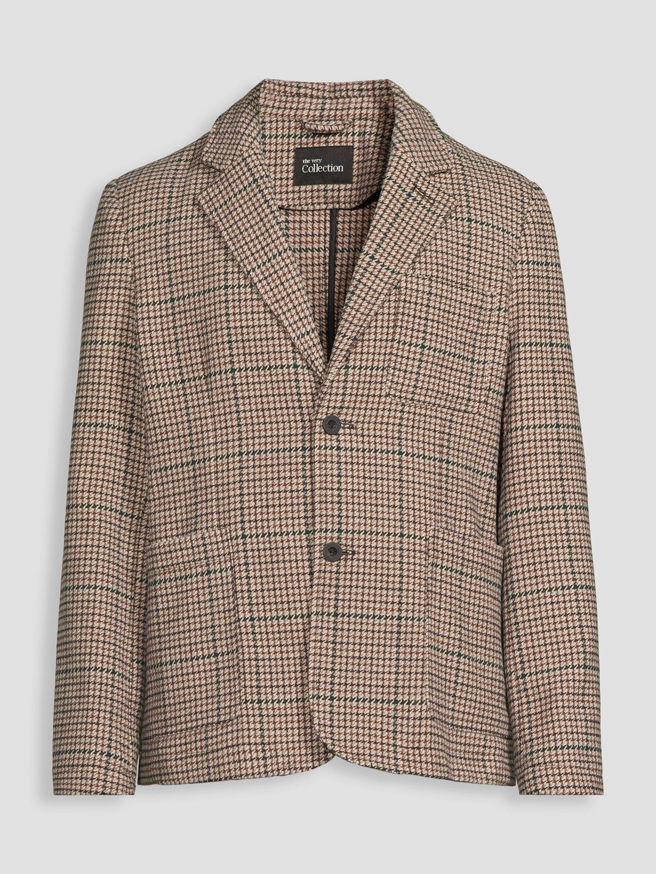 Image 7 of 7 of The Very Collection Wool Blend Herringbone Blazer - Brown