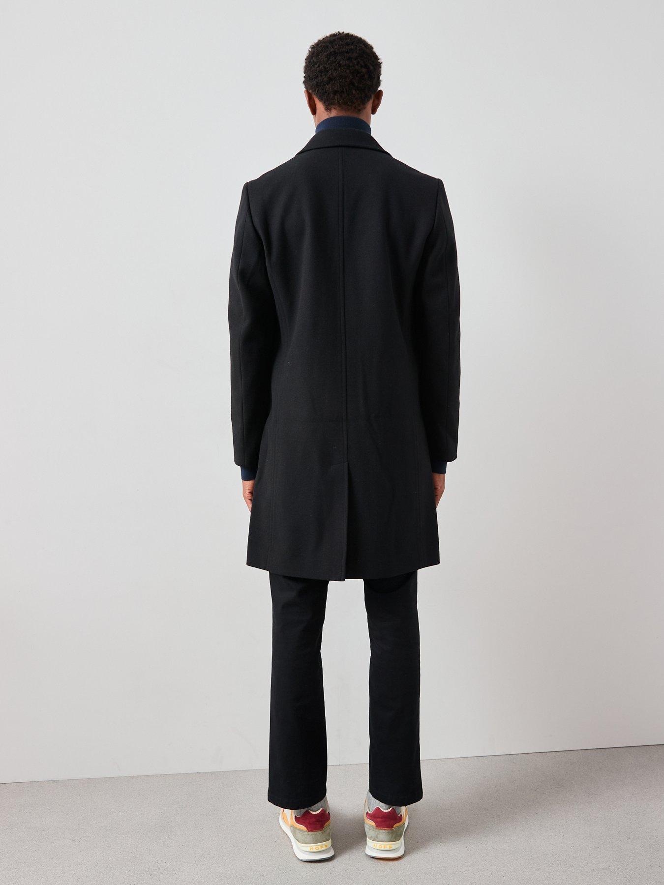 Image 2 of 7 of The Very Collection Mens Notch Collar Button-Through Overcoat - Black