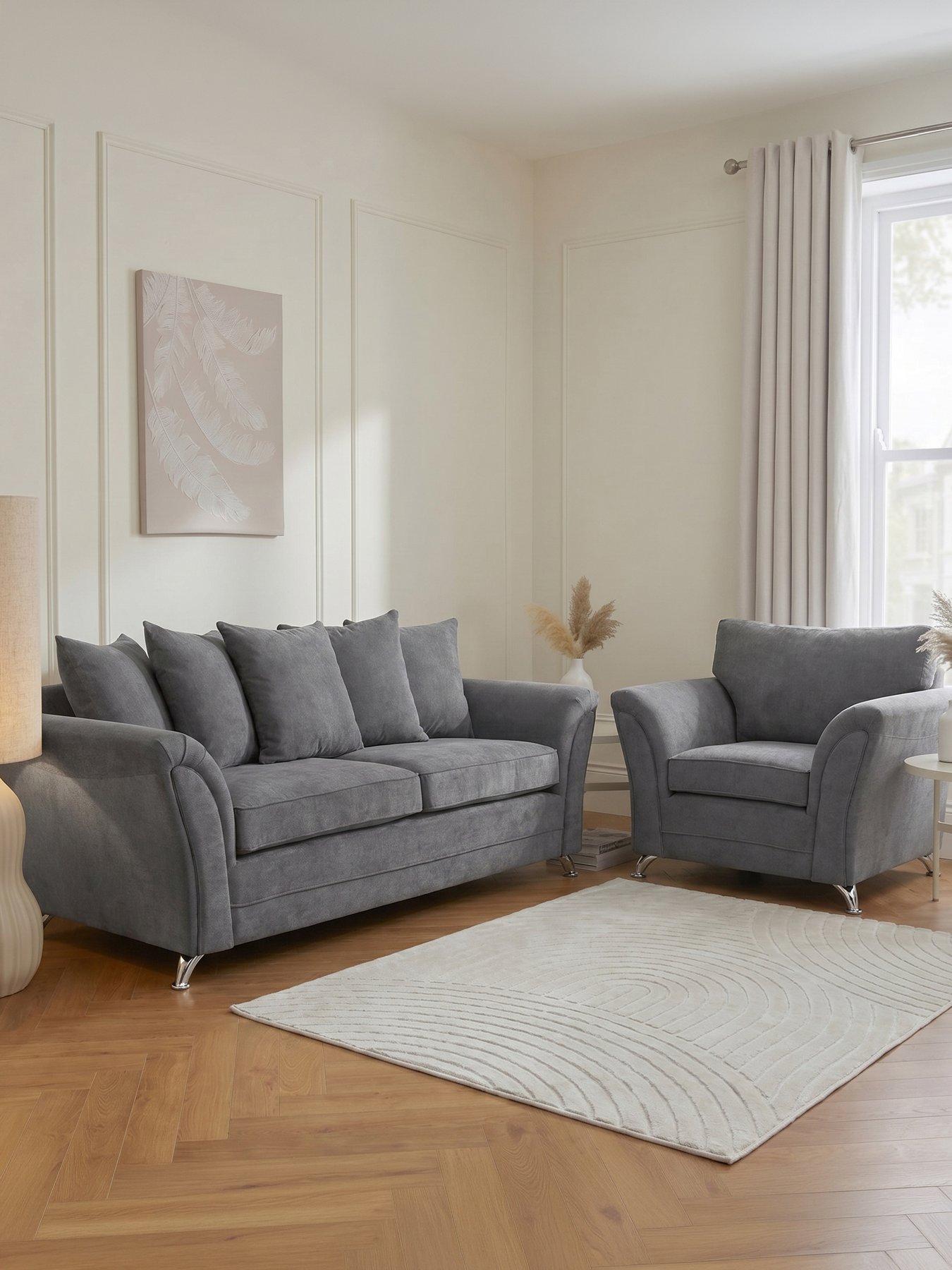 The Very Collection Dury Fabric 3 Seater Scatter Back Sofa + Armchair Set (Buy  &  SAVE!) - FSC® Certified