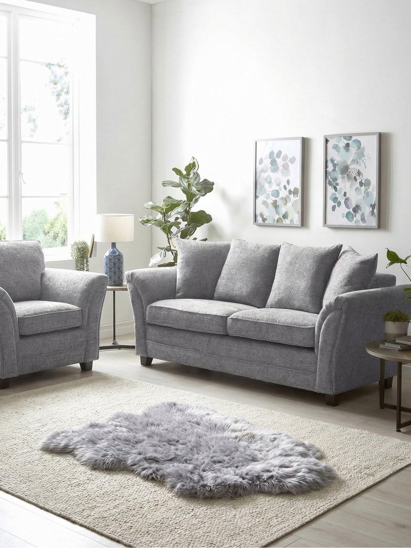 Image 1 of 6 of The Very Collection Dury Chunky Weave 3 Seater Scatterback Sofa + Armchair Set (Buy and SAVE!) &nbsp;- Grey - FSC&reg; Certified