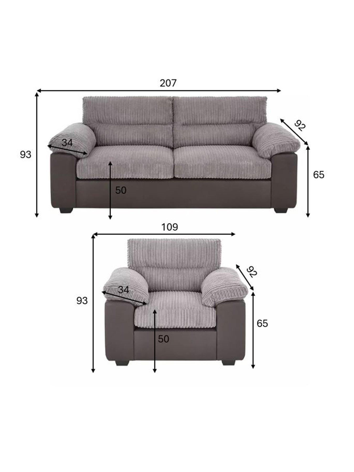 Image 6 of 6 of The Very Collection Armstrong 3 Seater Sofa + Armchair Set (Buy &amp; SAVE!) - Black