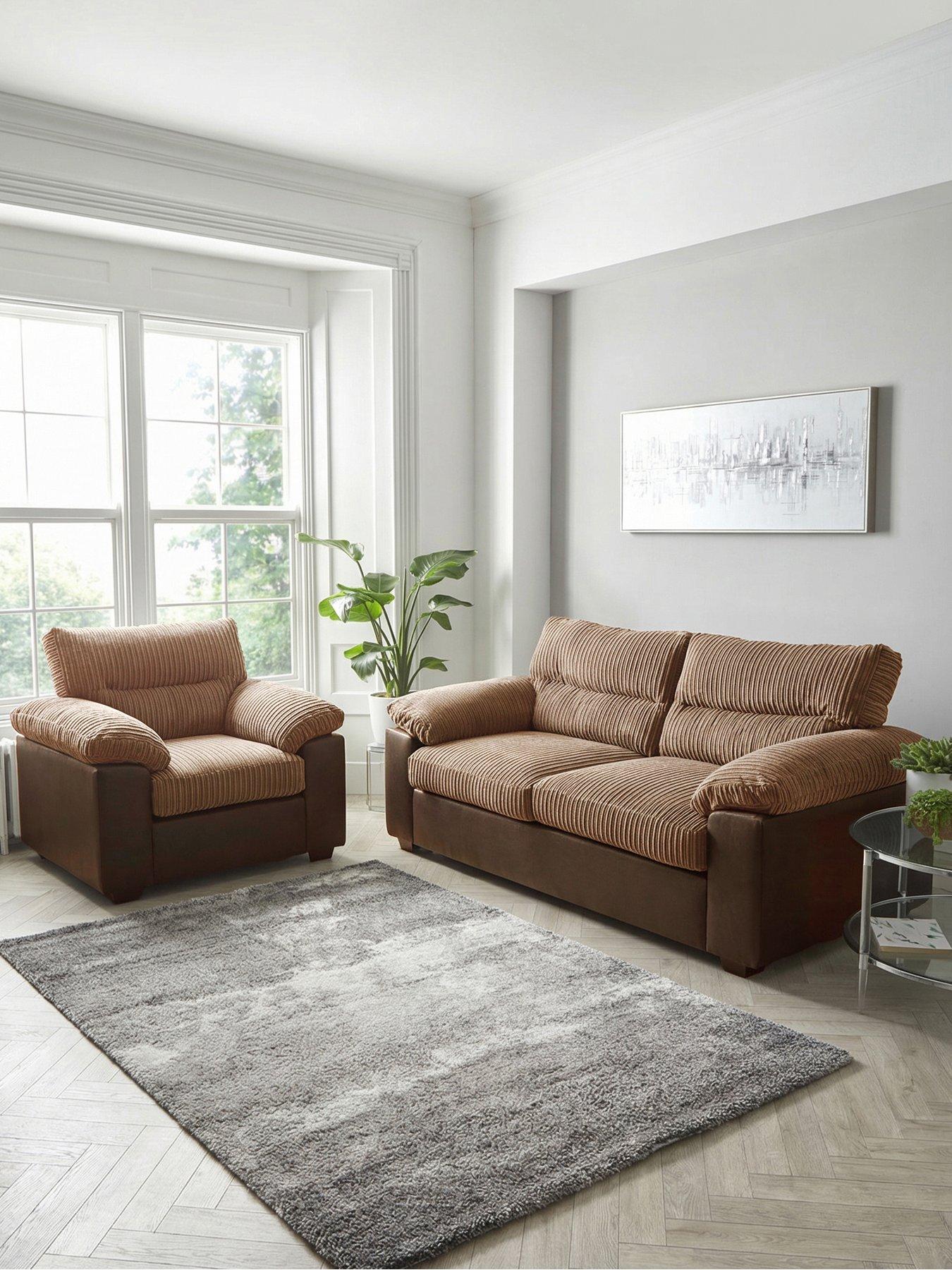 Image 1 of 6 of The Very Collection Armstrong 3 Seater Sofa + Armchair Set (Buy &amp; SAVE!) - Brown - FSC&reg; Certified