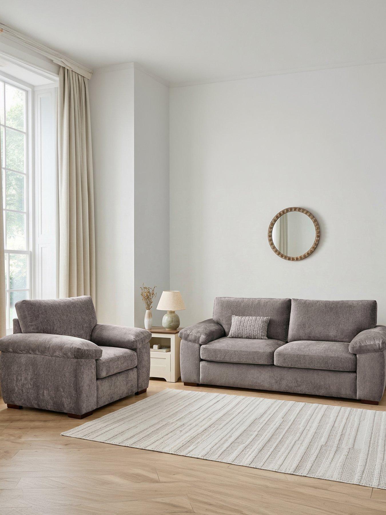 Image 1 of 6 of The Very Collection Salerno 3 Seater + Chair - Grey