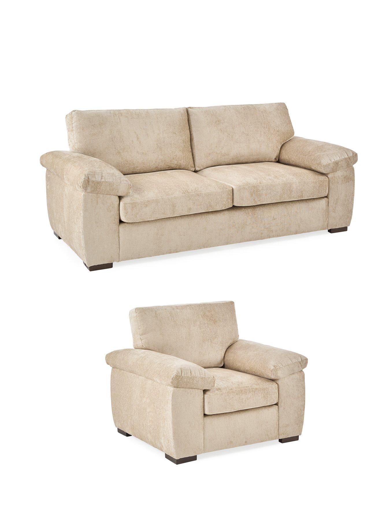 Image 3 of 7 of The Very Collection Salerno Standard Back Fabric 3 Seater Sofa + Armchair Set (Buy &amp; SAVE!) - Natural - FSC&reg; Certified