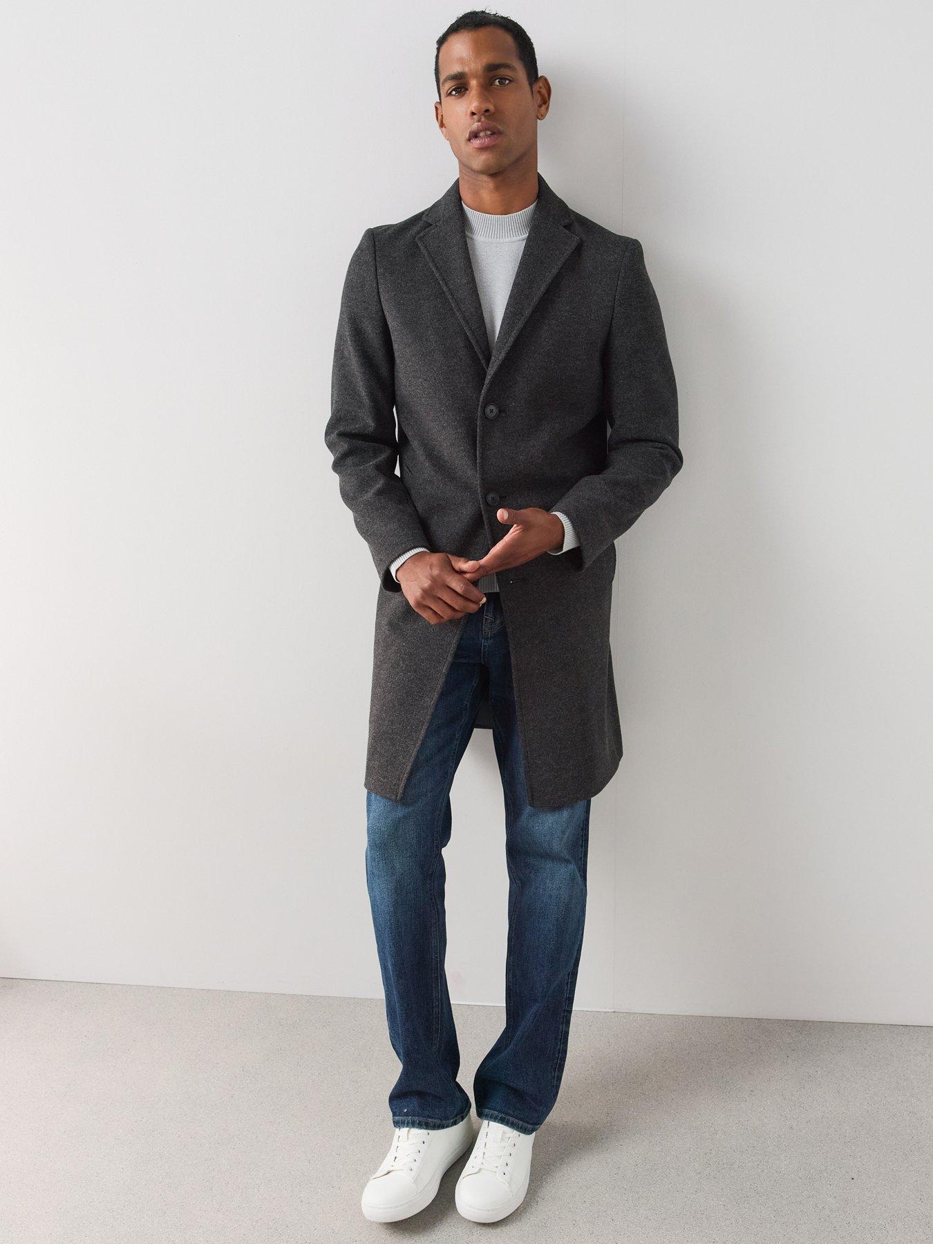 Image 1 of 7 of The Very Collection Notch Collar Overcoat - Charcoal