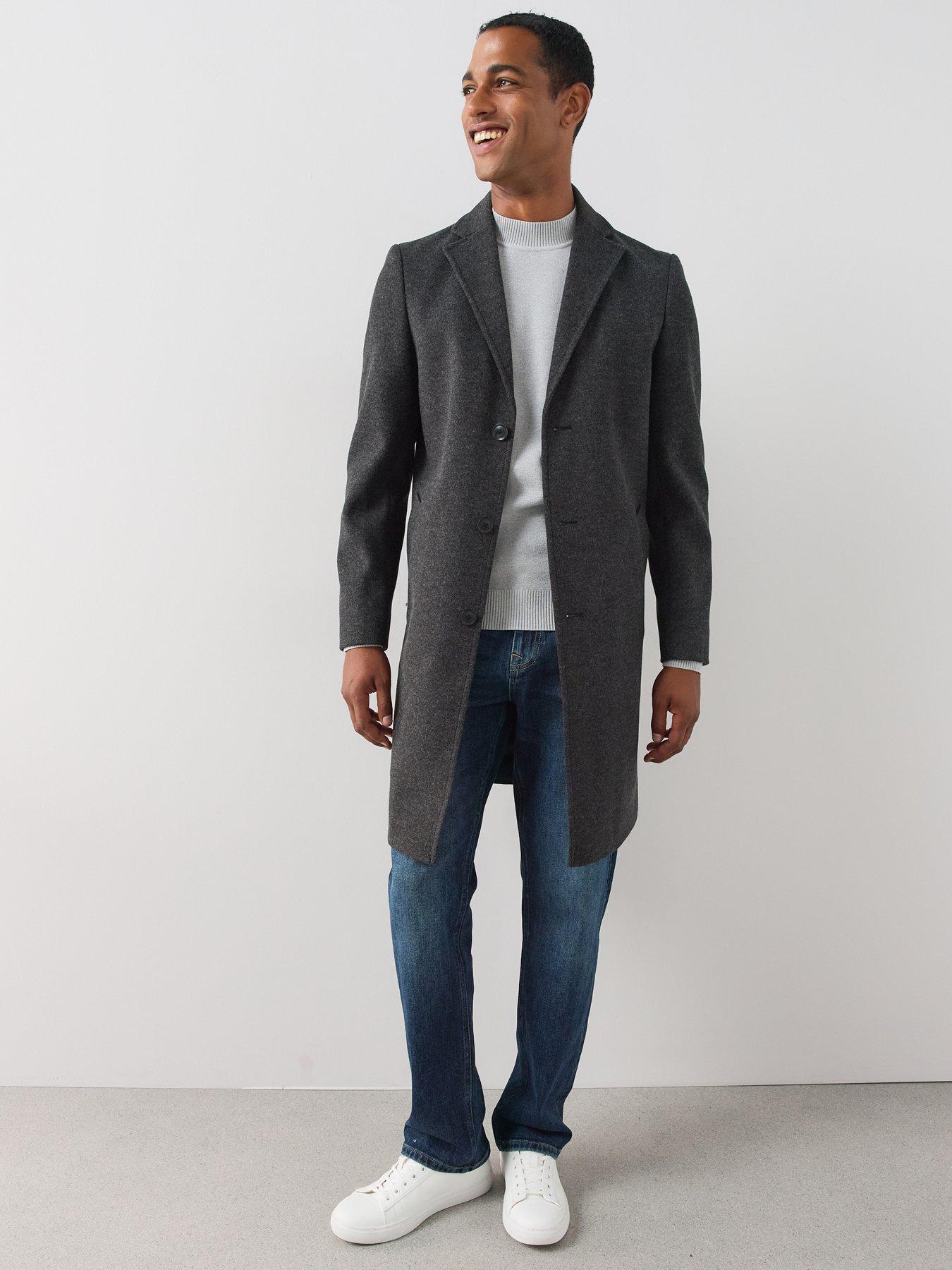 Image 3 of 7 of The Very Collection Notch Collar Overcoat - Charcoal