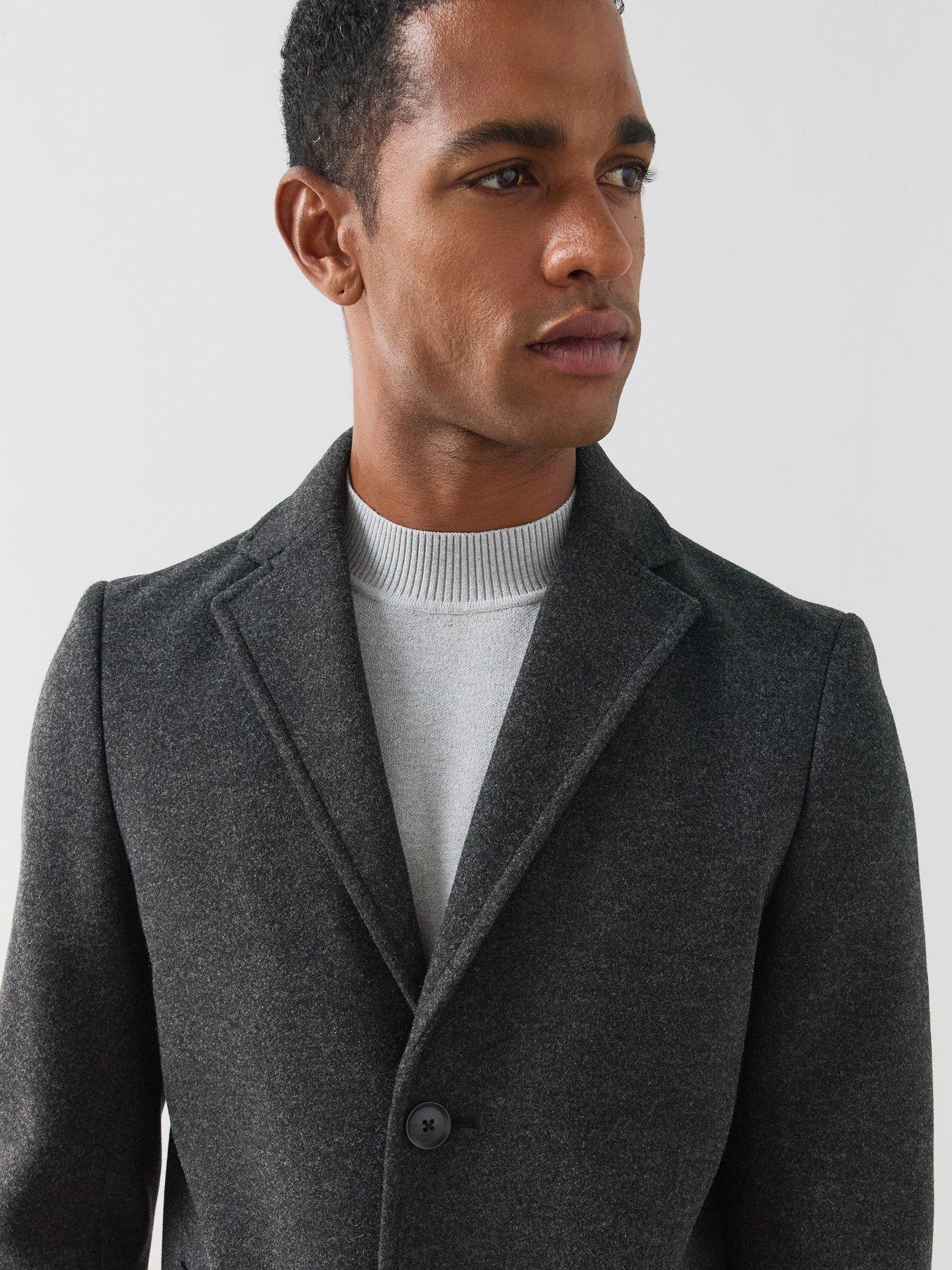 Image 4 of 7 of The Very Collection Notch Collar Overcoat - Charcoal