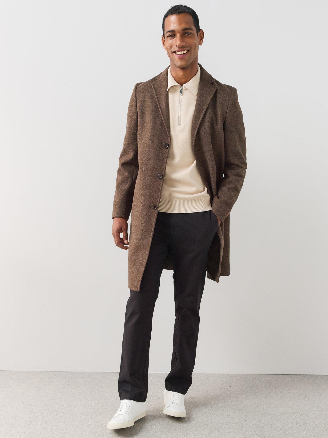 Image 1 of 7 of The Very Collection Notch Collar Overcoat - Brown