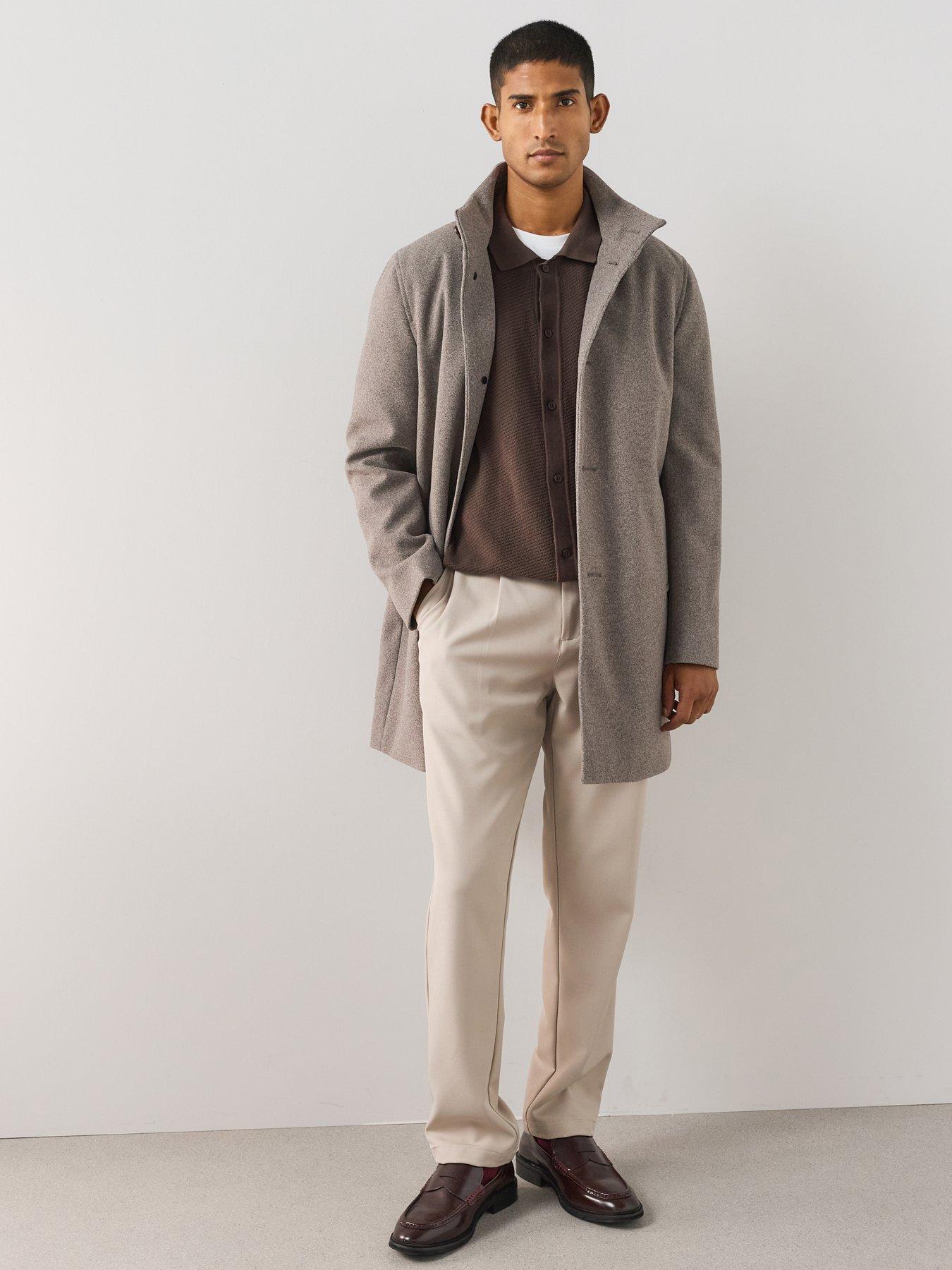 Image 1 of 7 of The Very Collection Funnel Neck Coat - Oatmeal