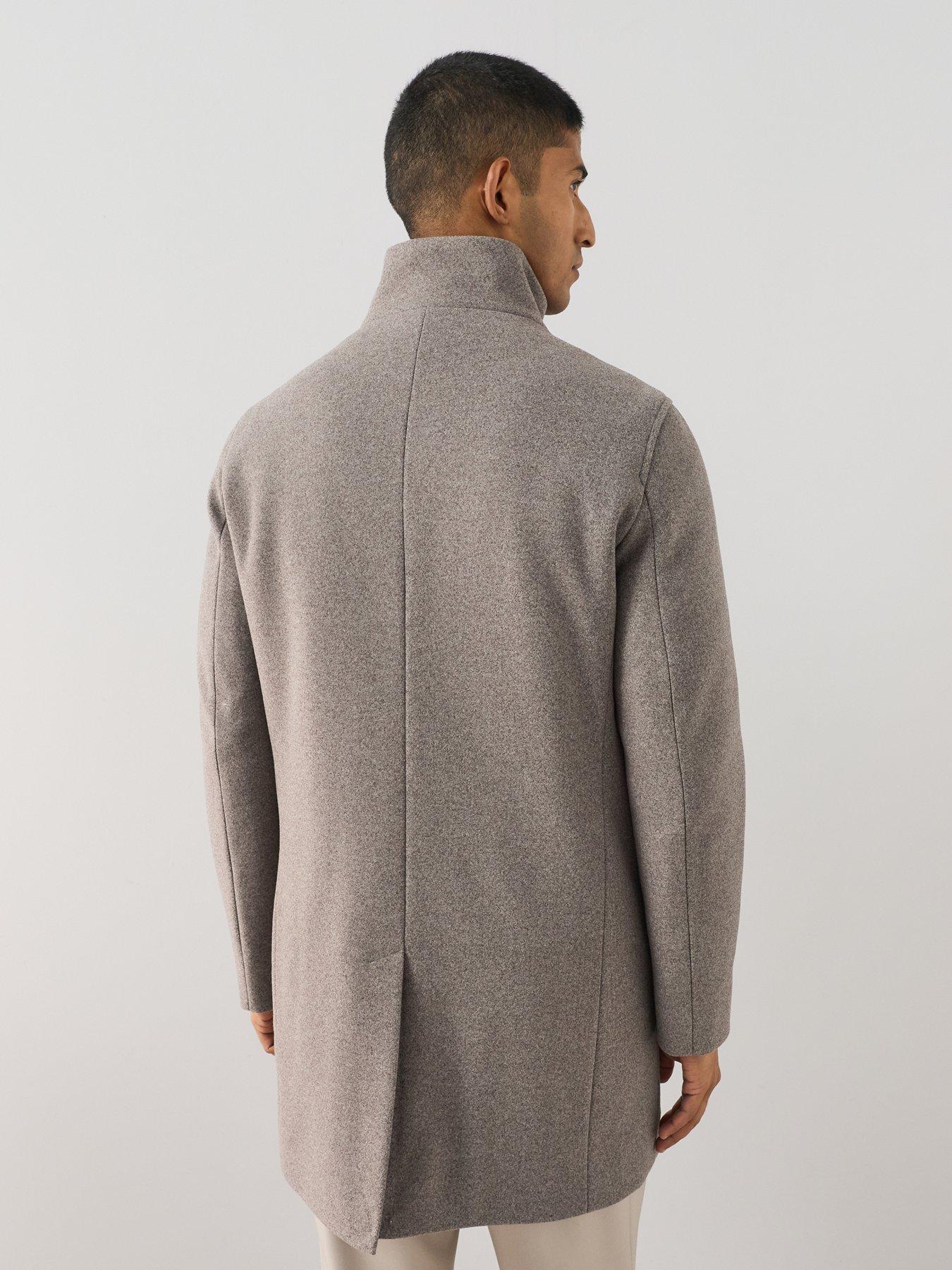 Image 2 of 7 of The Very Collection Funnel Neck Coat - Oatmeal