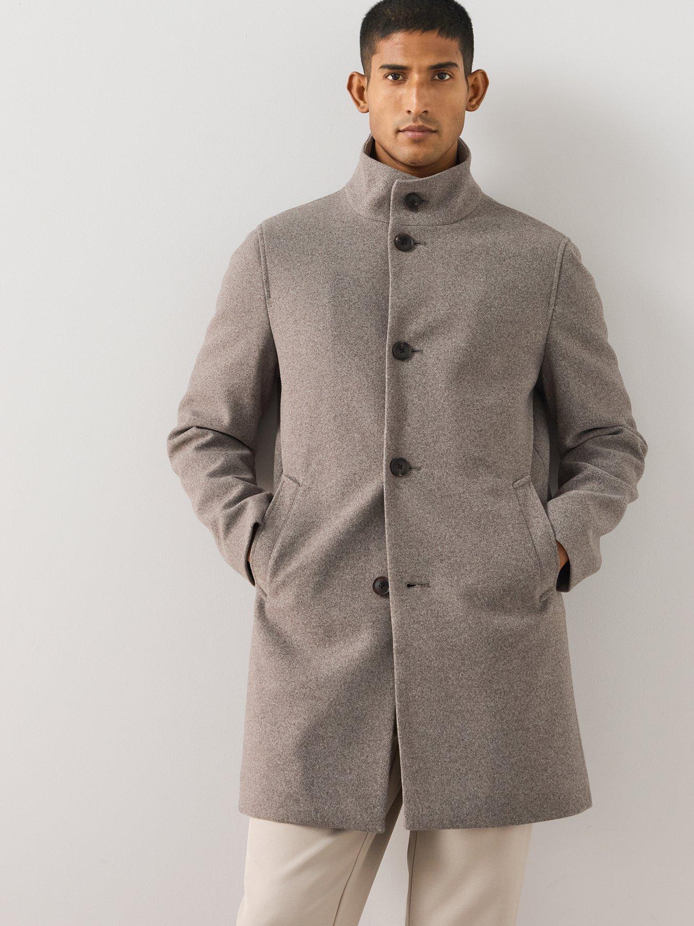 Image 3 of 7 of The Very Collection Funnel Neck Coat - Oatmeal