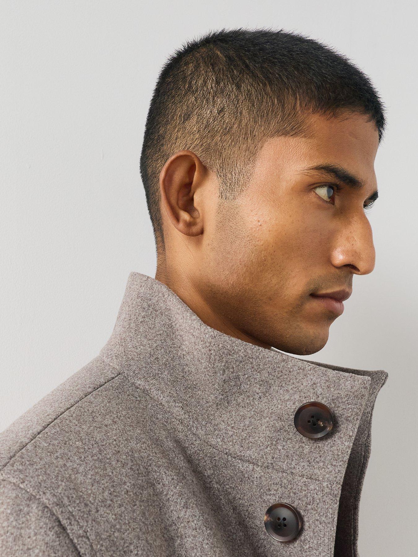 Image 4 of 7 of The Very Collection Funnel Neck Coat - Oatmeal