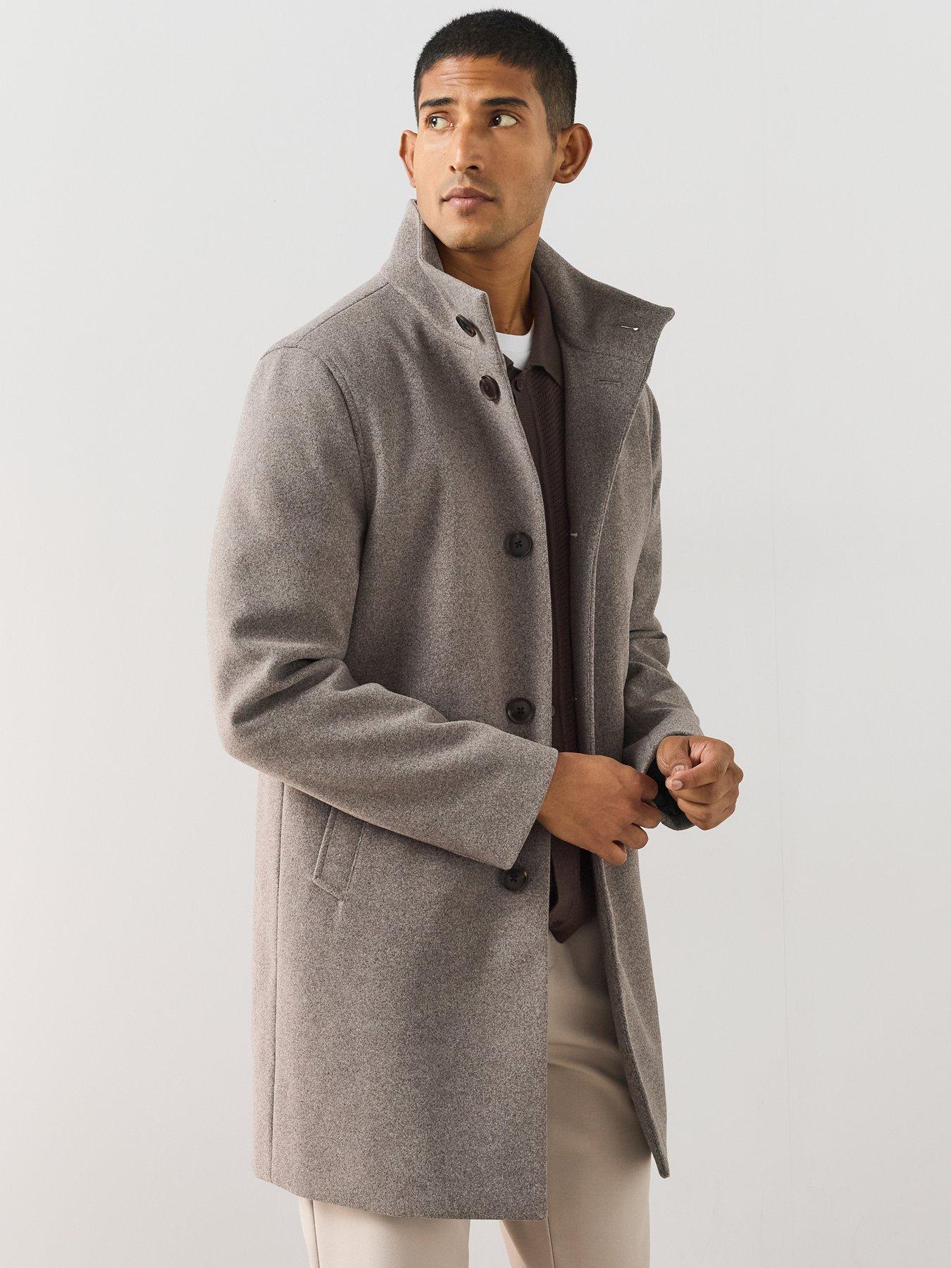 Image 6 of 7 of The Very Collection Funnel Neck Coat - Oatmeal