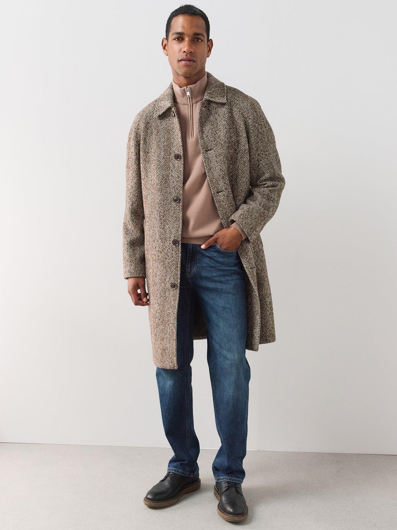 Image 1 of 7 of The Very Collection Herringbone Car Coat - Brown
