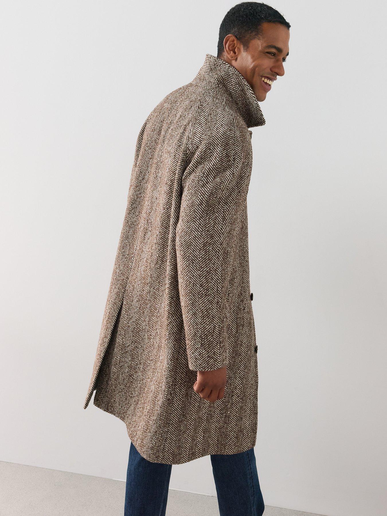 Image 3 of 7 of The Very Collection Herringbone Car Coat - Brown
