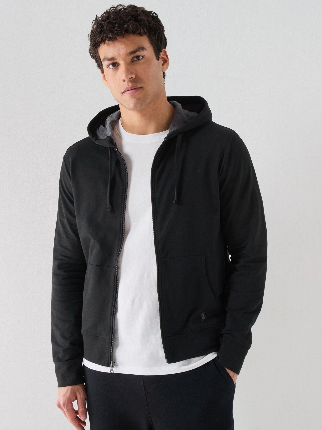 Image 1 of 6 of Polo Ralph Lauren Zip Through Loungewear Hoodie - Black
